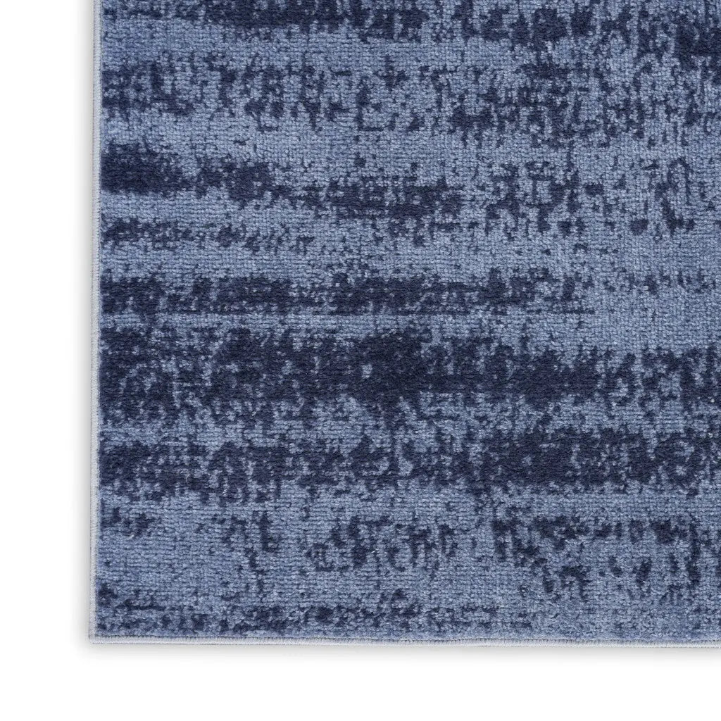 8' Denim Blue And Navy Blue Abstract Indoor Outdoor Runner Rug Homeroots Outdoor