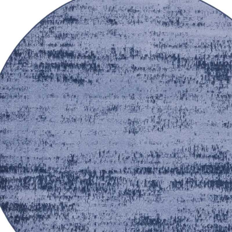 8' Denim Blue And Navy Blue Round Abstract Indoor Outdoor Area Rug Homeroots Outdoor