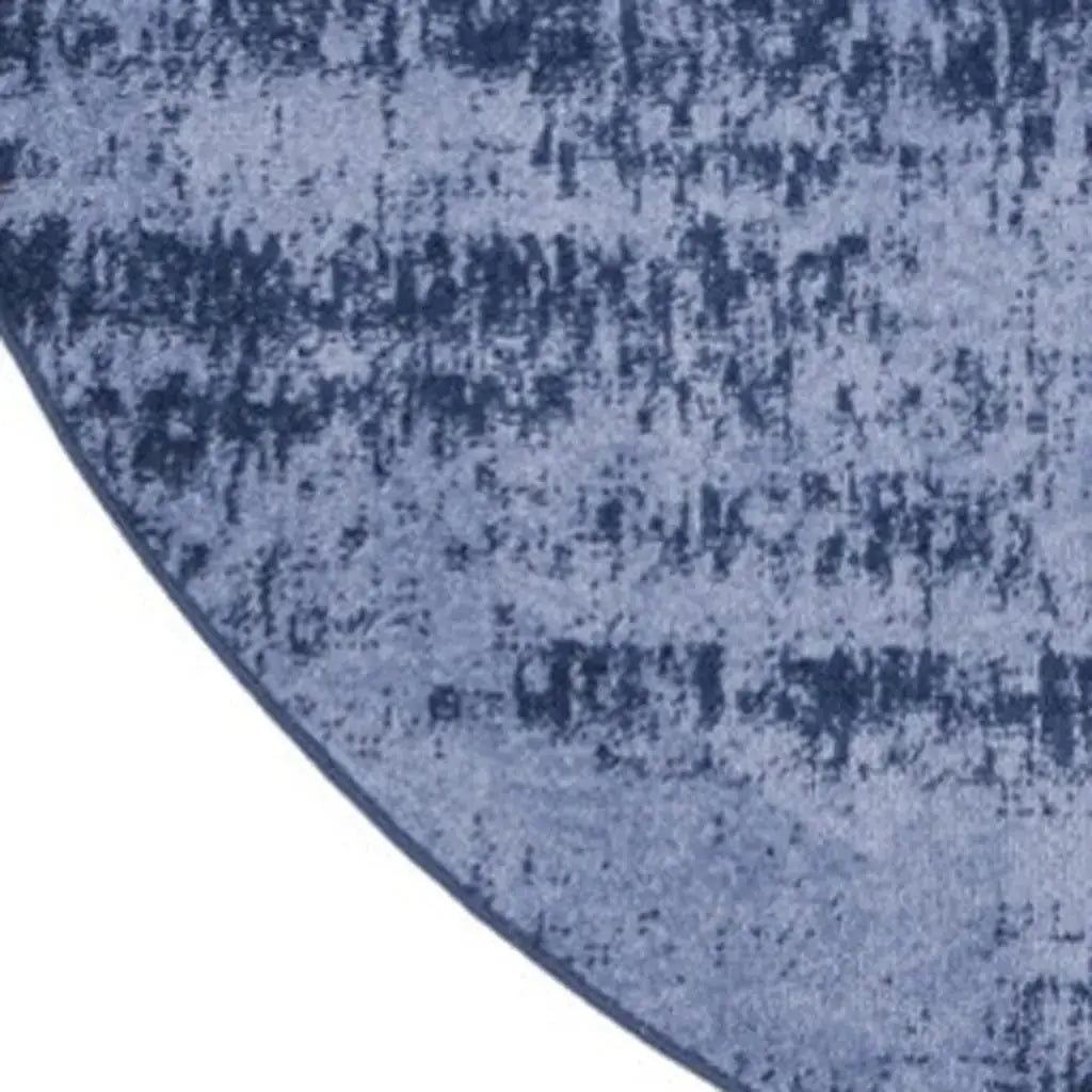 8' Denim Blue And Navy Blue Round Abstract Indoor Outdoor Area Rug Homeroots Outdoor