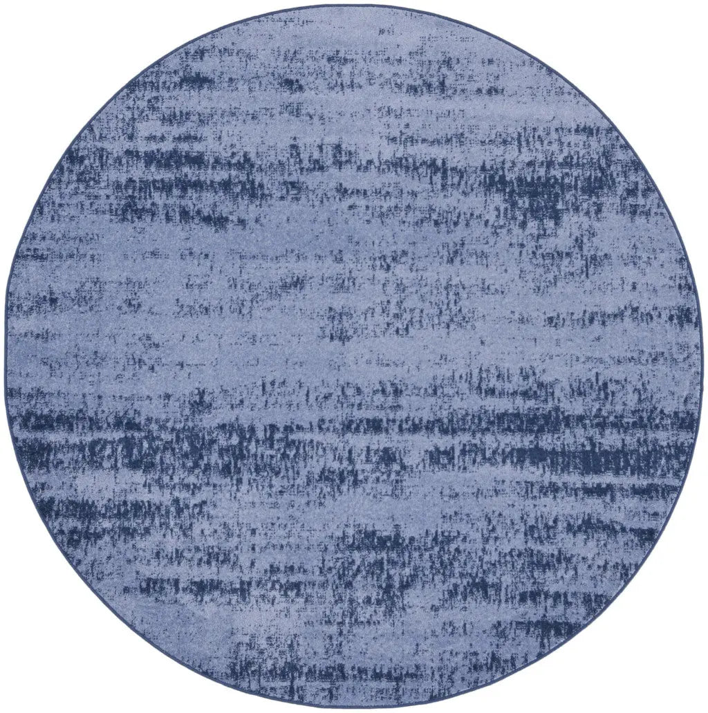 8' Denim Blue And Navy Blue Round Abstract Indoor Outdoor Area Rug Homeroots Outdoor