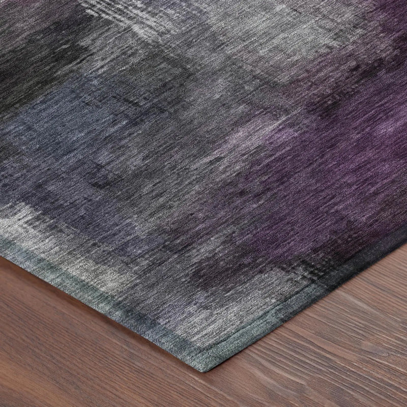 8' Eggplant And Purple Round Abstract Washable Indoor Outdoor Area Rug Homeroots Outdoor
