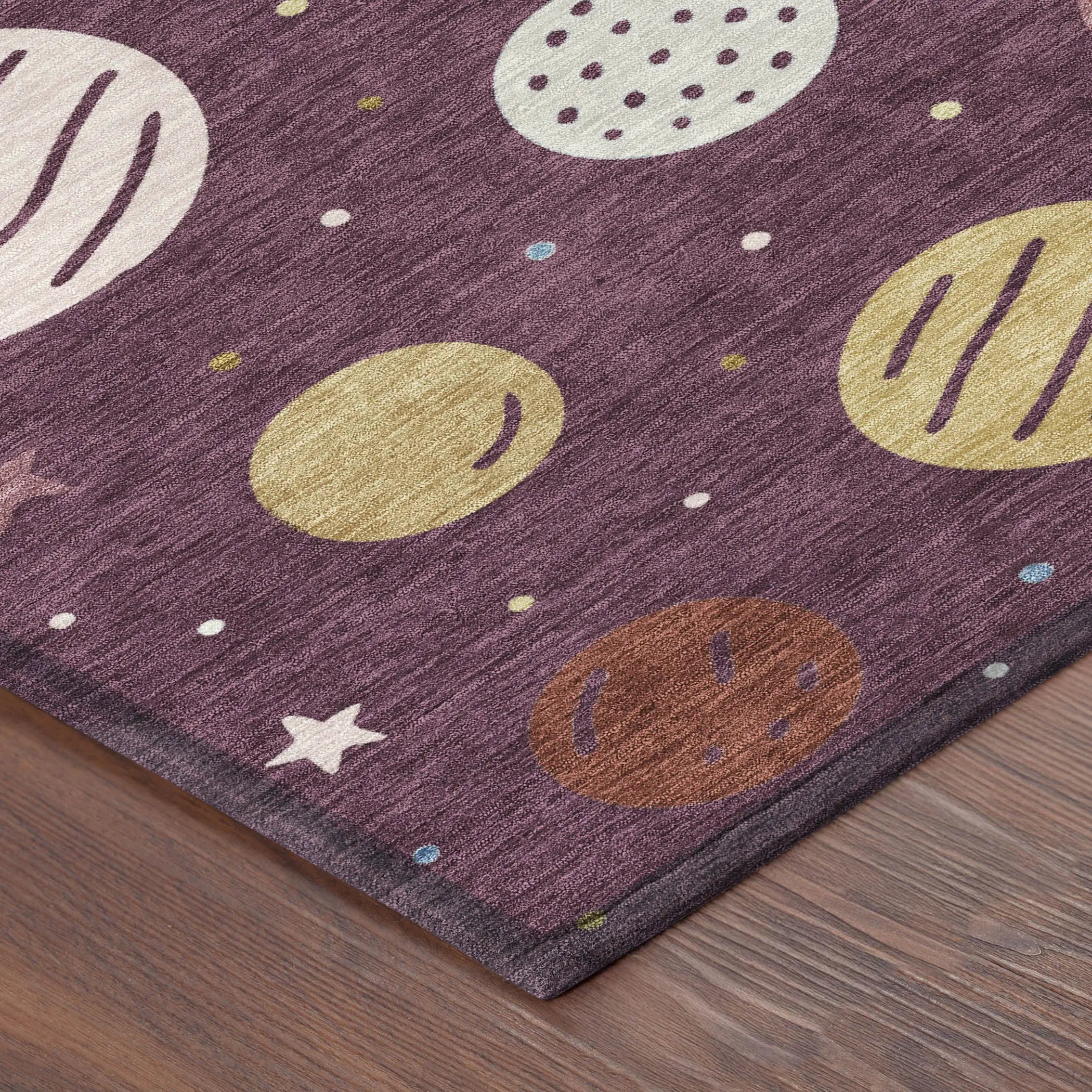 8' Eggplant And Purple Round Floral Washable Indoor Outdoor Area Rug Homeroots Outdoor