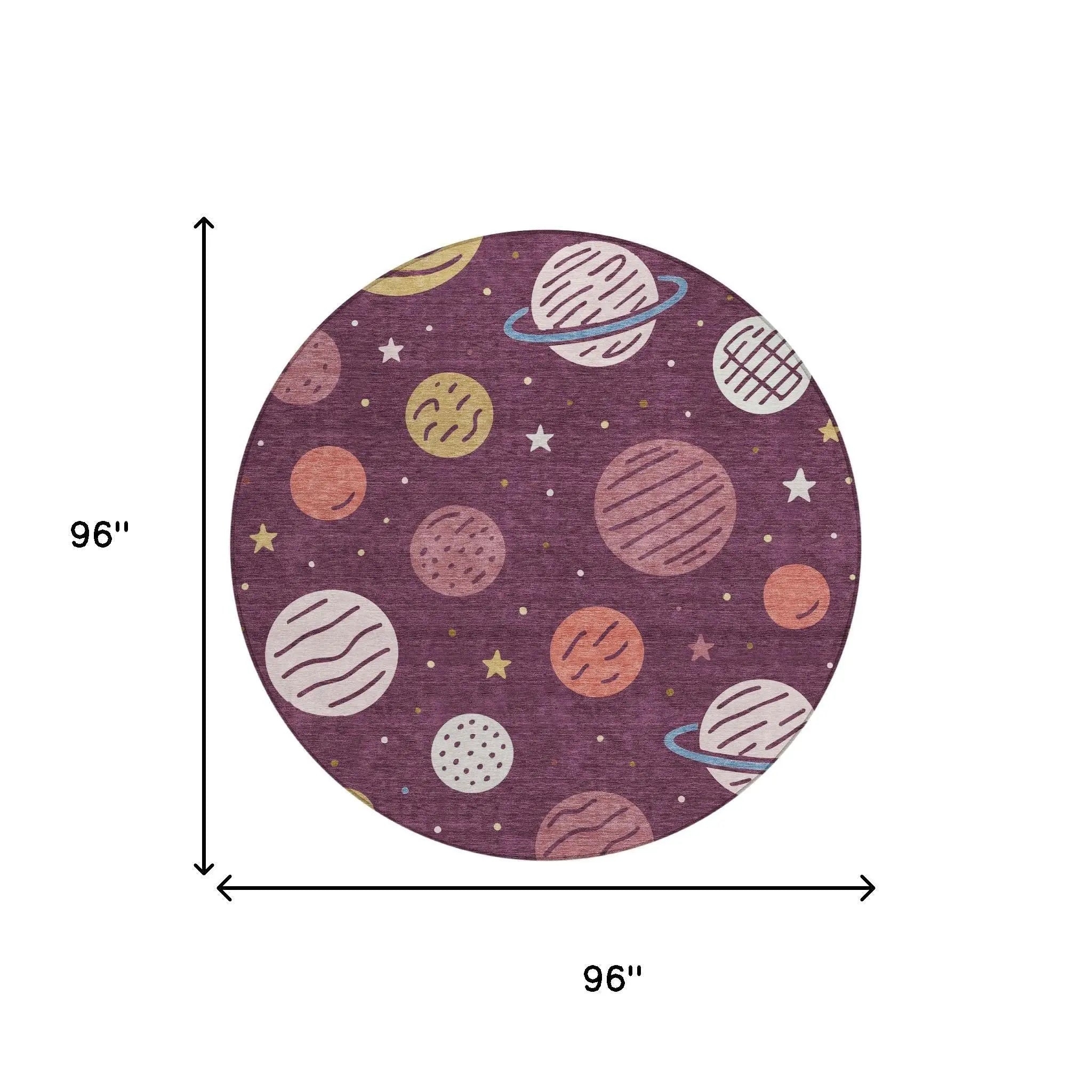 8' Eggplant And Purple Round Floral Washable Indoor Outdoor Area Rug Homeroots Outdoor