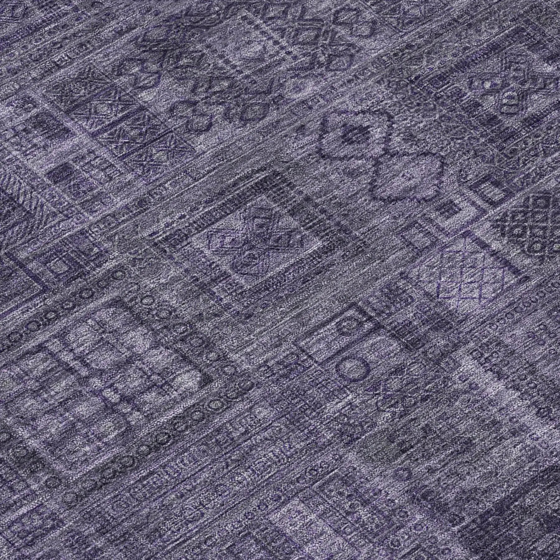 8' Eggplant And Purple Round Oriental Washable Indoor Outdoor Area Rug Homeroots Outdoor
