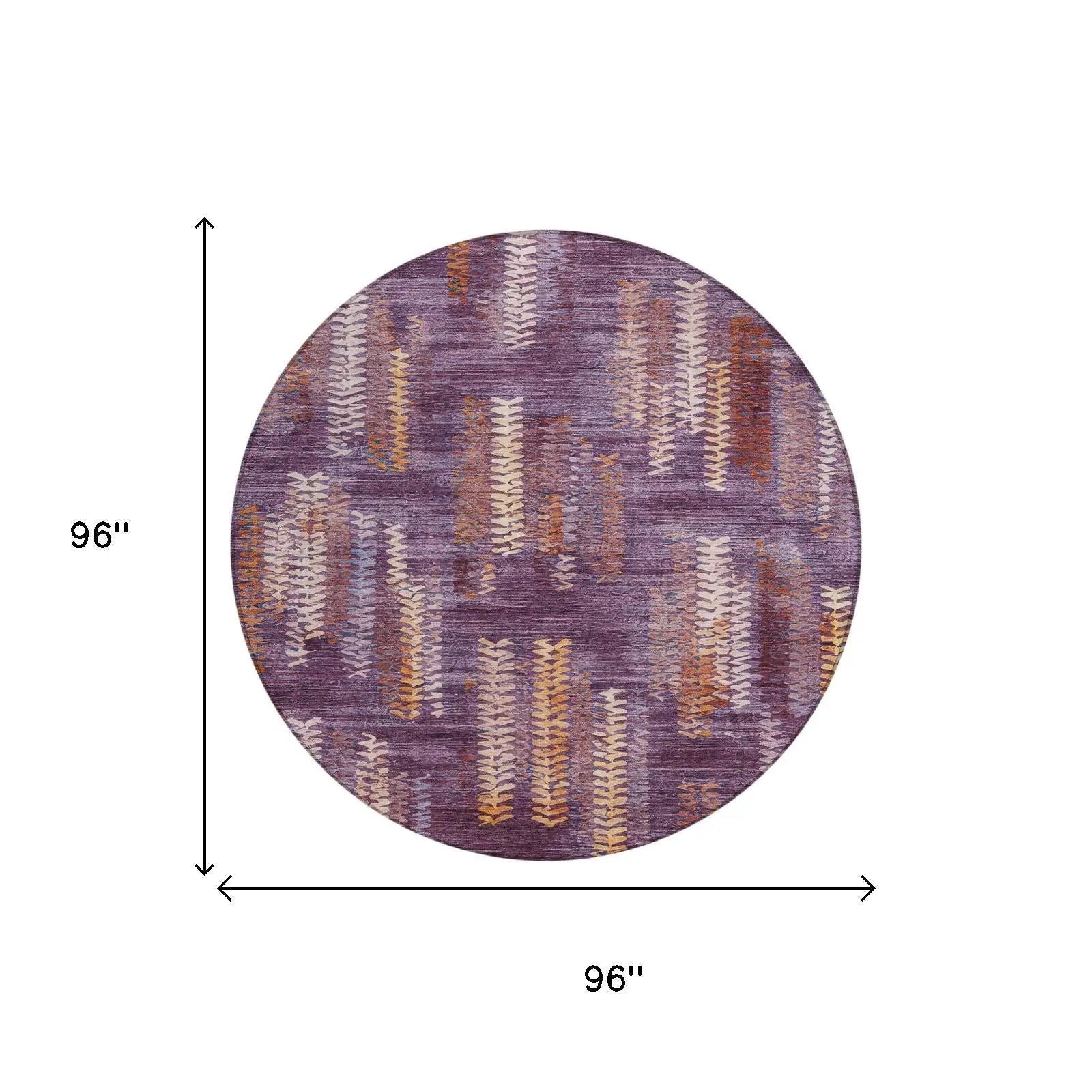 8' Eggplant And Purple Round Striped Washable Indoor Outdoor Area Rug Homeroots Outdoor