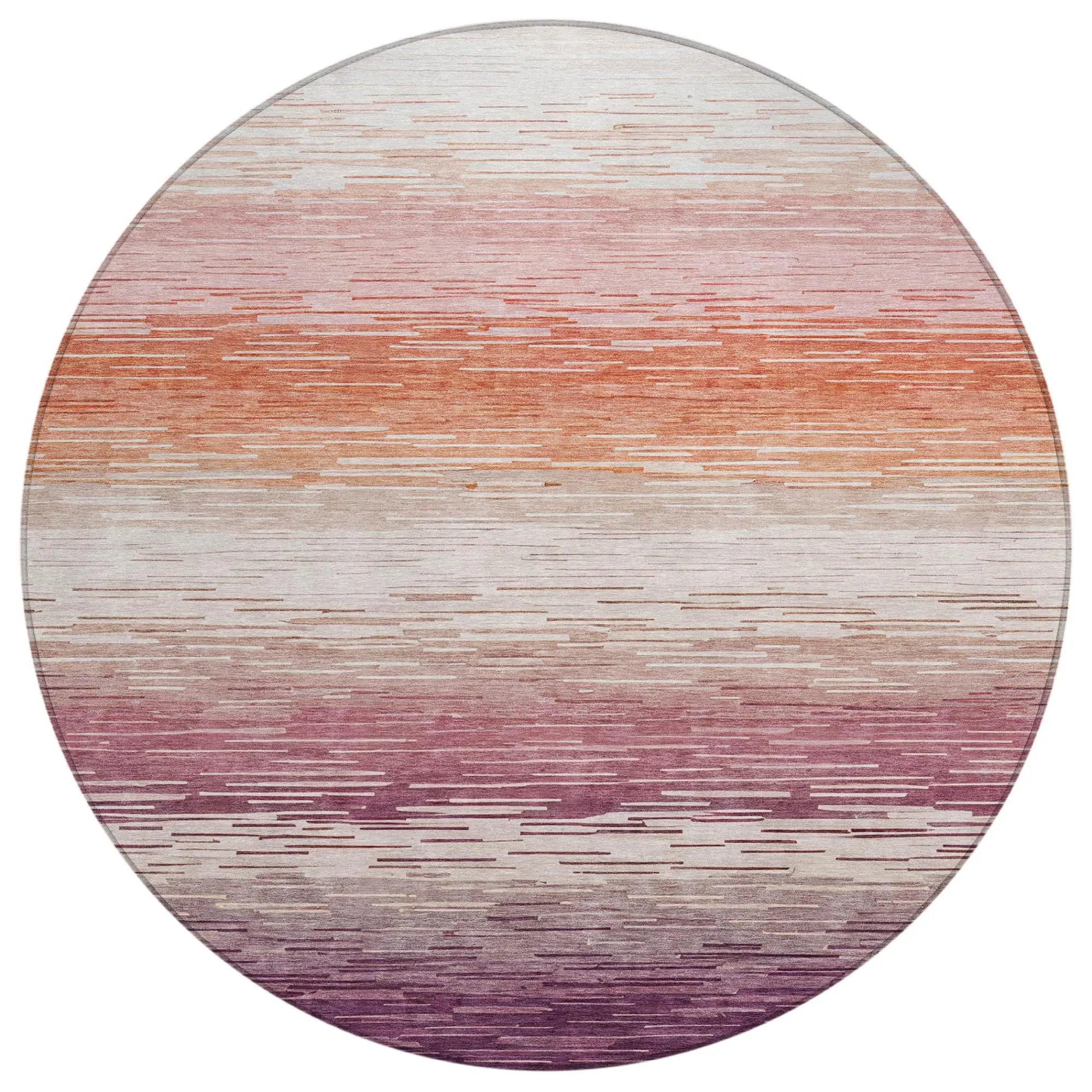 8' Eggplant And Purple Round Striped Washable Indoor Outdoor Area Rug Homeroots Outdoor