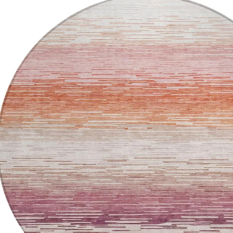 8' Eggplant And Purple Round Striped Washable Indoor Outdoor Area Rug Homeroots Outdoor