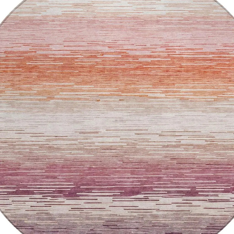 8' Eggplant And Purple Round Striped Washable Indoor Outdoor Area Rug Homeroots Outdoor
