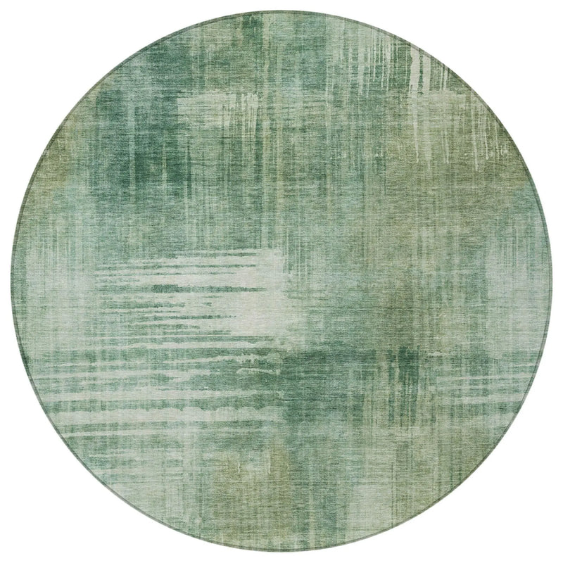 8' Fern Green And Green Round Abstract Washable Indoor Outdoor Area Rug Homeroots Outdoor