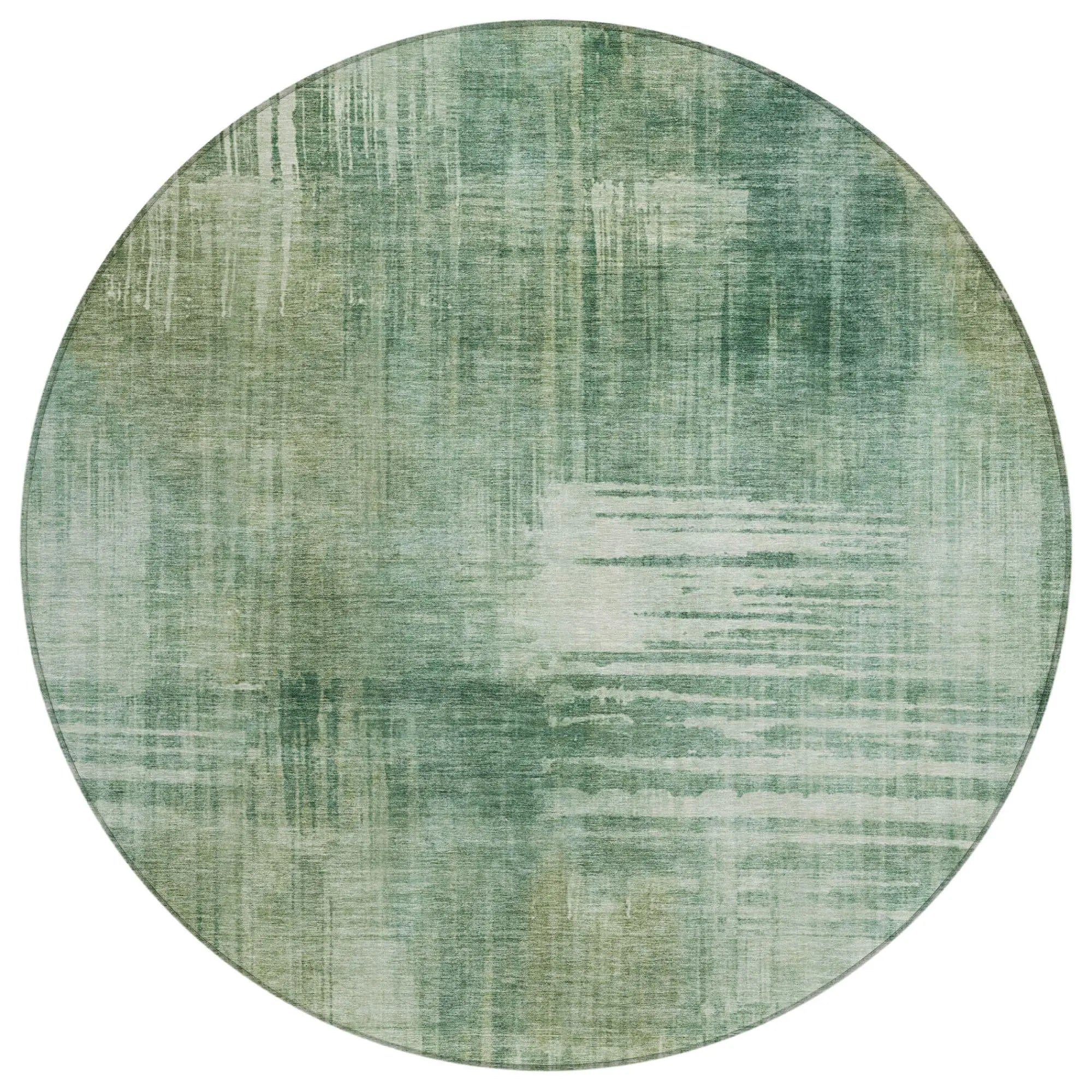 8' Fern Green And Green Round Abstract Washable Indoor Outdoor Area Rug Homeroots Outdoor