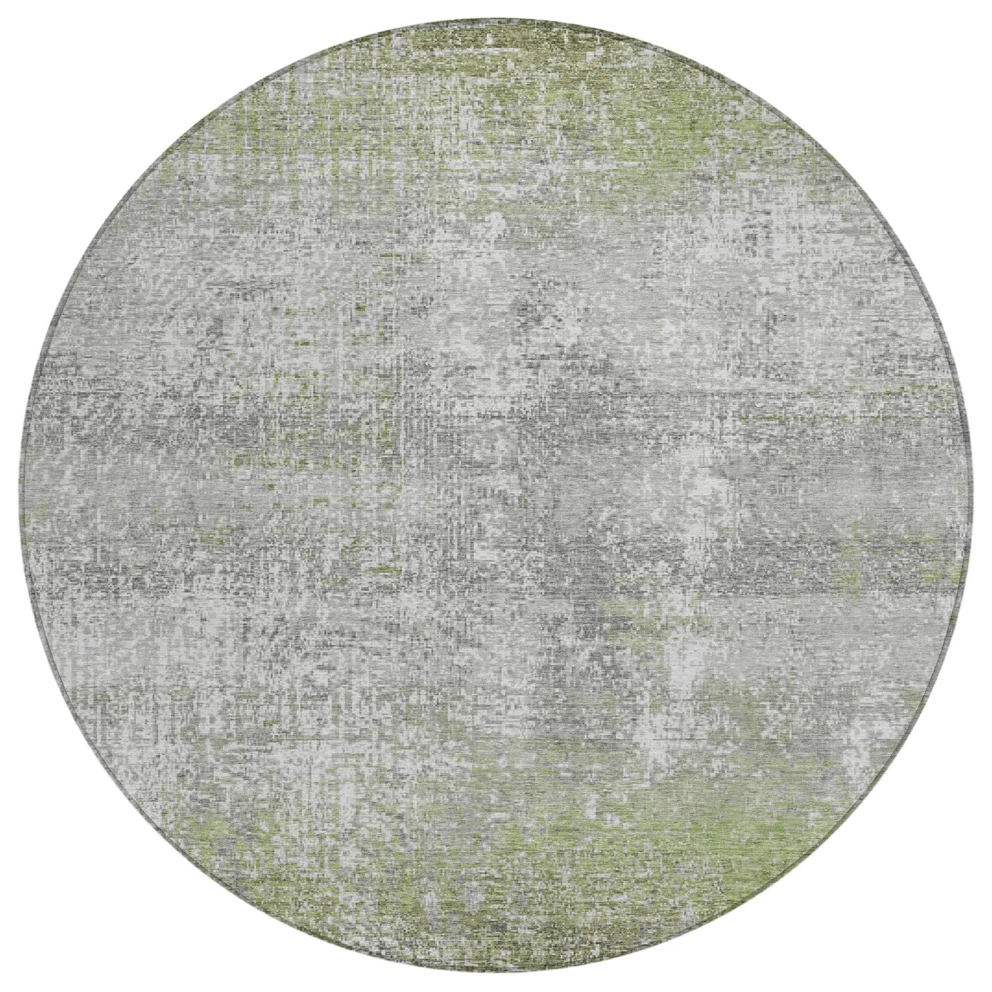 8' Fern Green And Green Round Abstract Washable Indoor Outdoor Area Rug Homeroots Outdoor