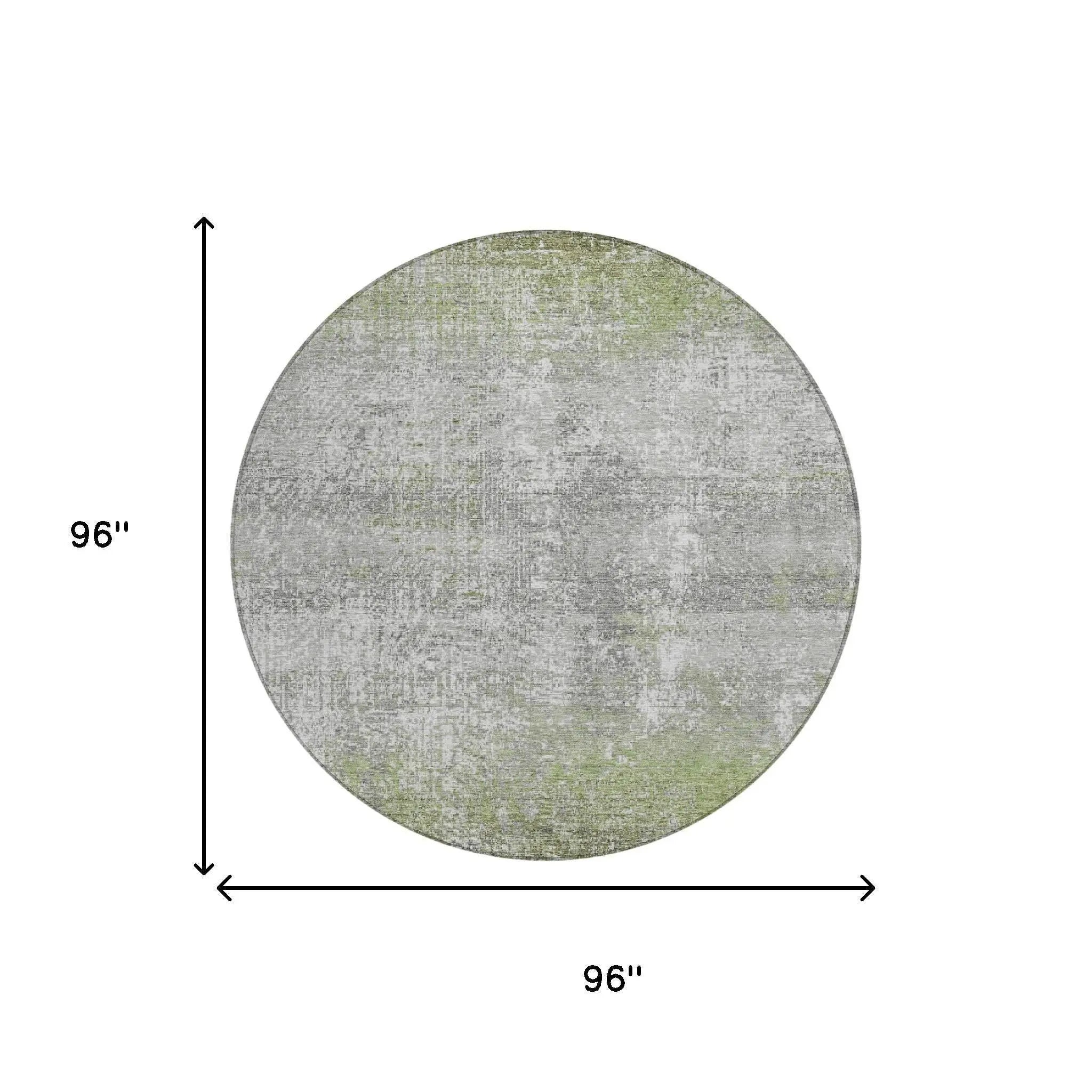 8' Fern Green And Green Round Abstract Washable Indoor Outdoor Area Rug Homeroots Outdoor