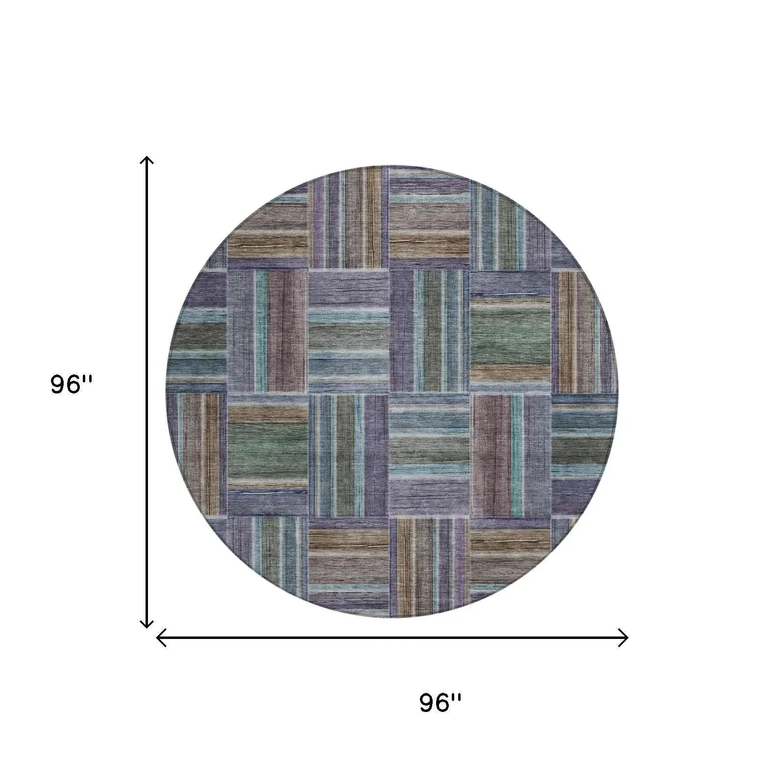 8' Fern Green And Green Round Geometric Washable Indoor Outdoor Area Rug Homeroots Outdoor