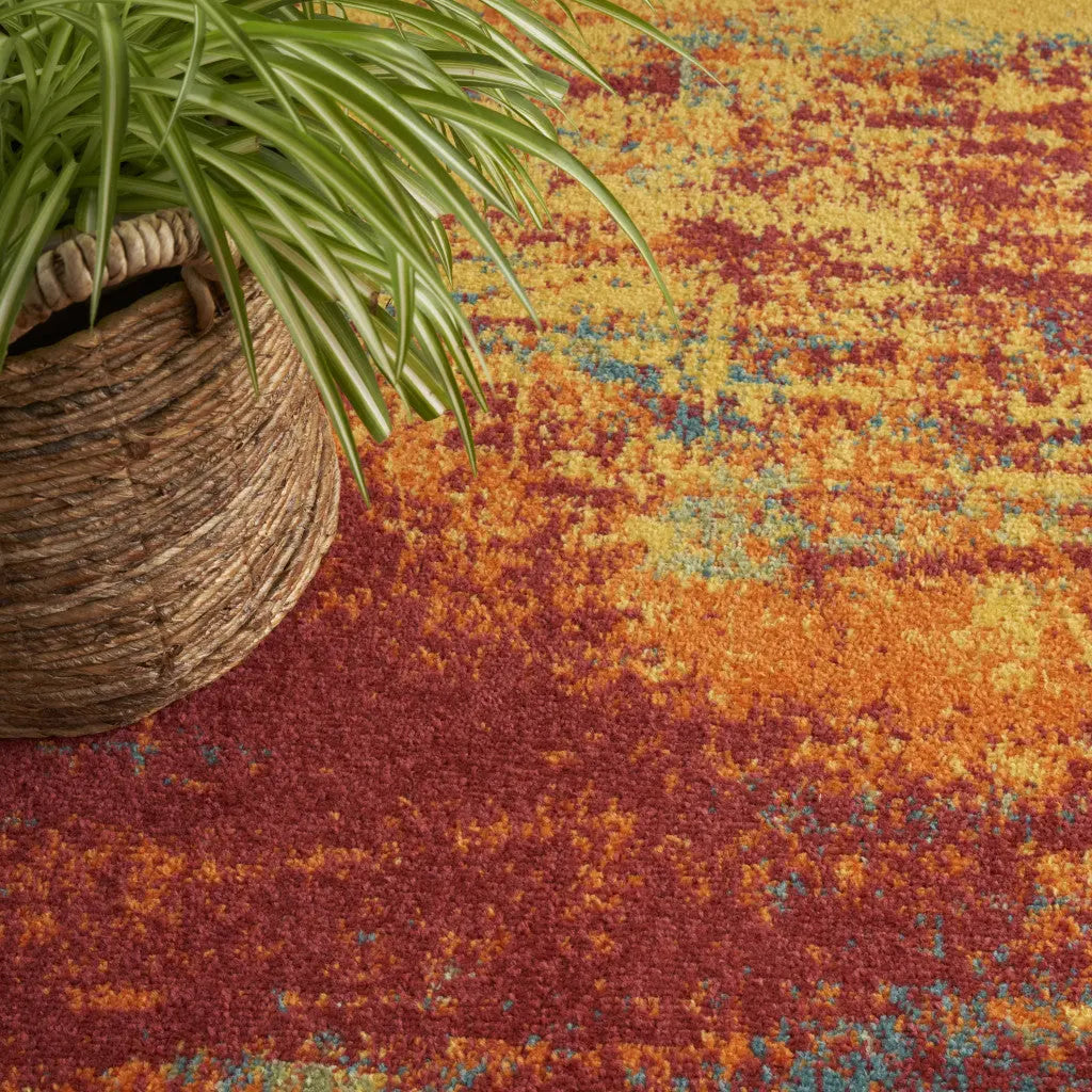 8' Flame Round Abstract Indoor Outdoor Area Rug Homeroots Outdoor