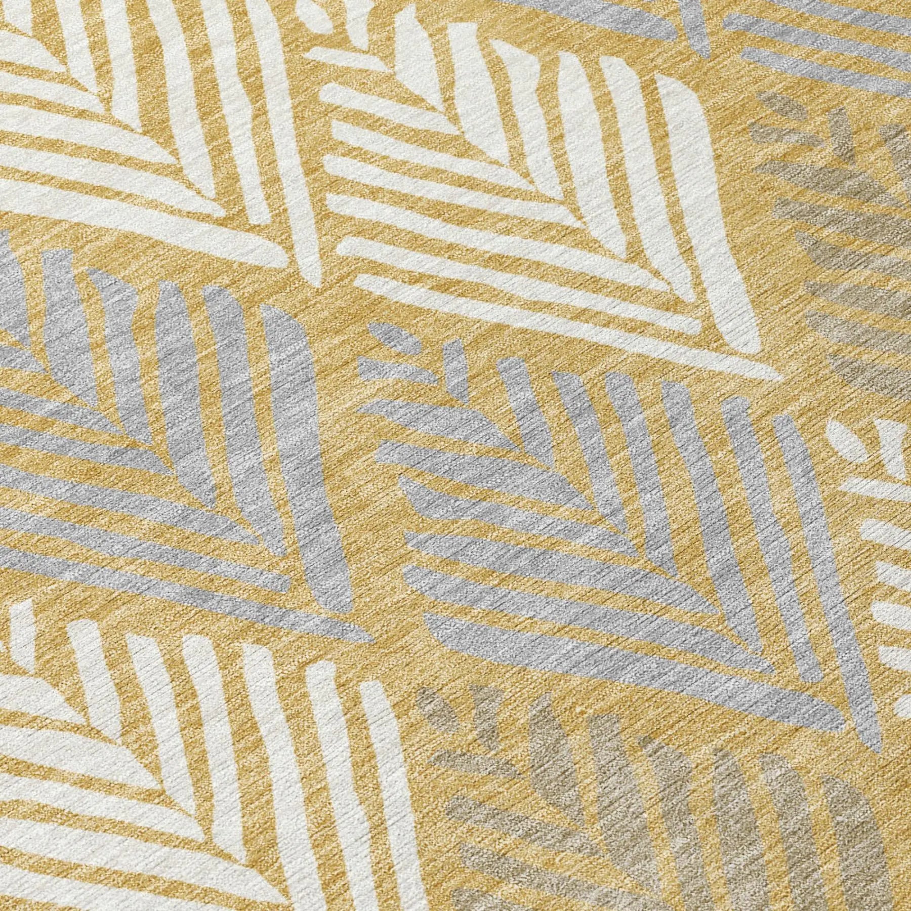 8' Gold And Beige Round Geometric Washable Indoor Outdoor Area Rug Homeroots Outdoor