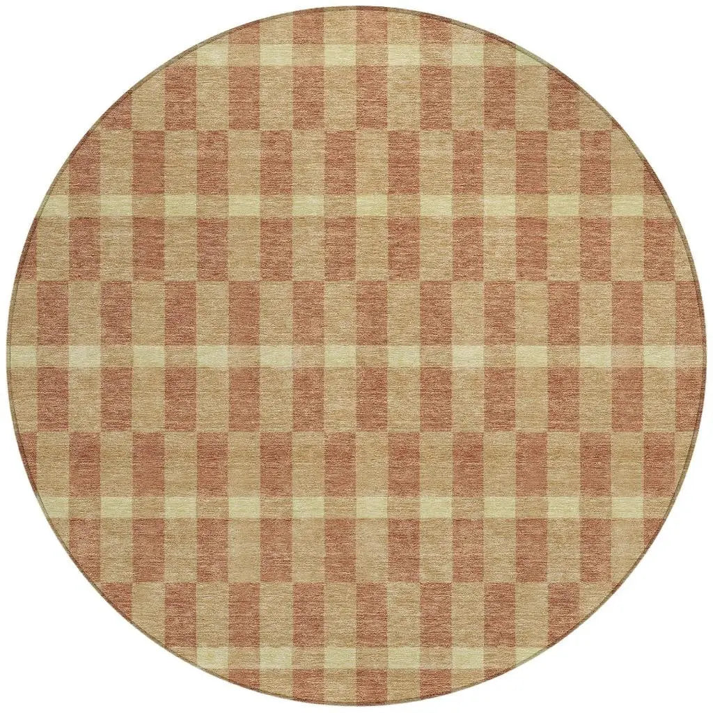 8' Gold And Copper Round Geometric Washable Indoor Outdoor Area Rug Homeroots Outdoor