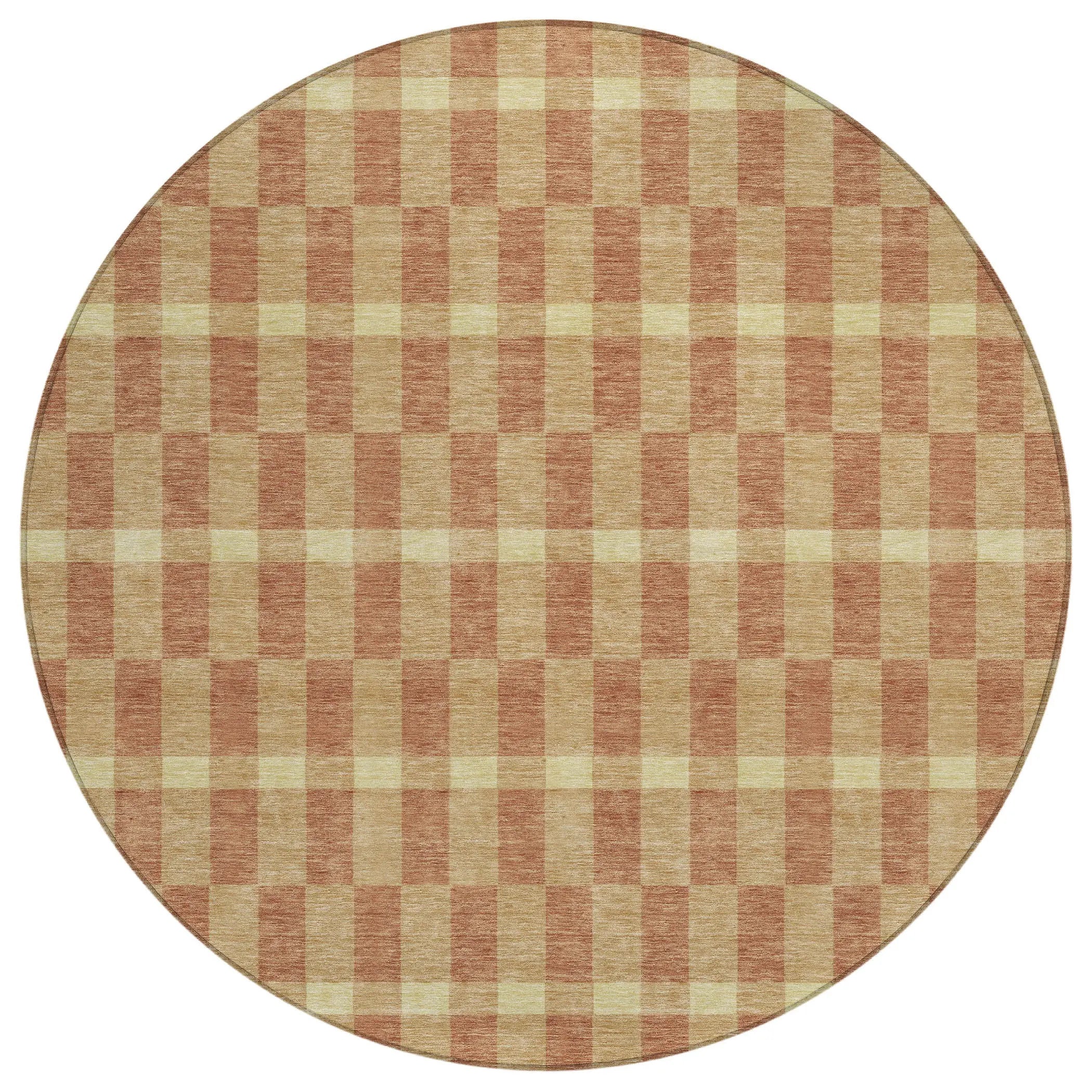 8' Gold And Copper Round Geometric Washable Indoor Outdoor Area Rug Homeroots Outdoor