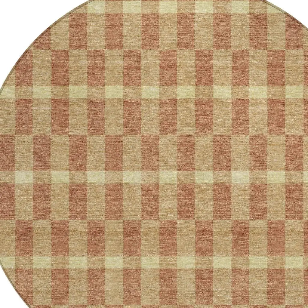 8' Gold And Copper Round Geometric Washable Indoor Outdoor Area Rug Homeroots Outdoor