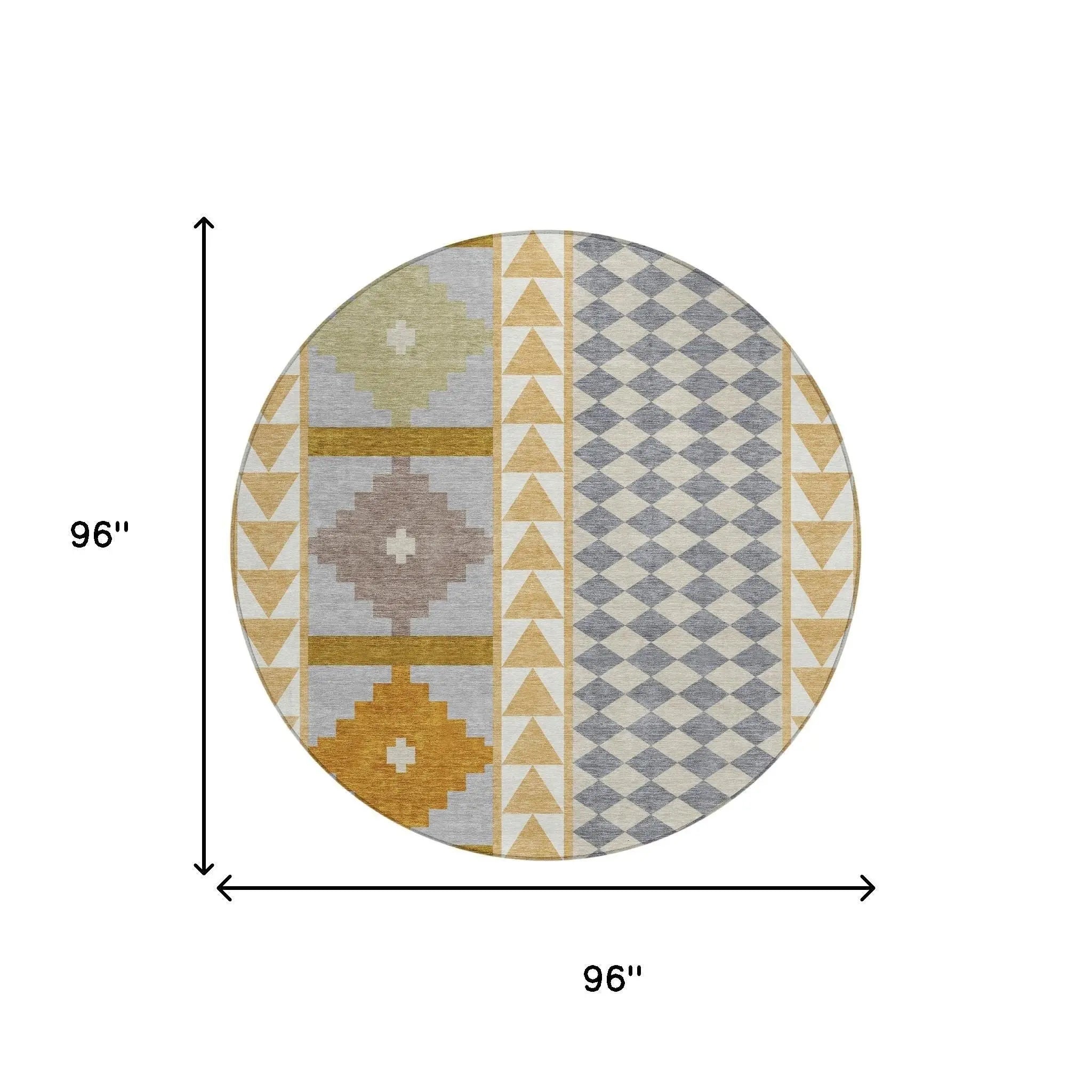 8' Gold And Copper Round Southwestern Washable Indoor Outdoor Area Rug Homeroots Outdoor
