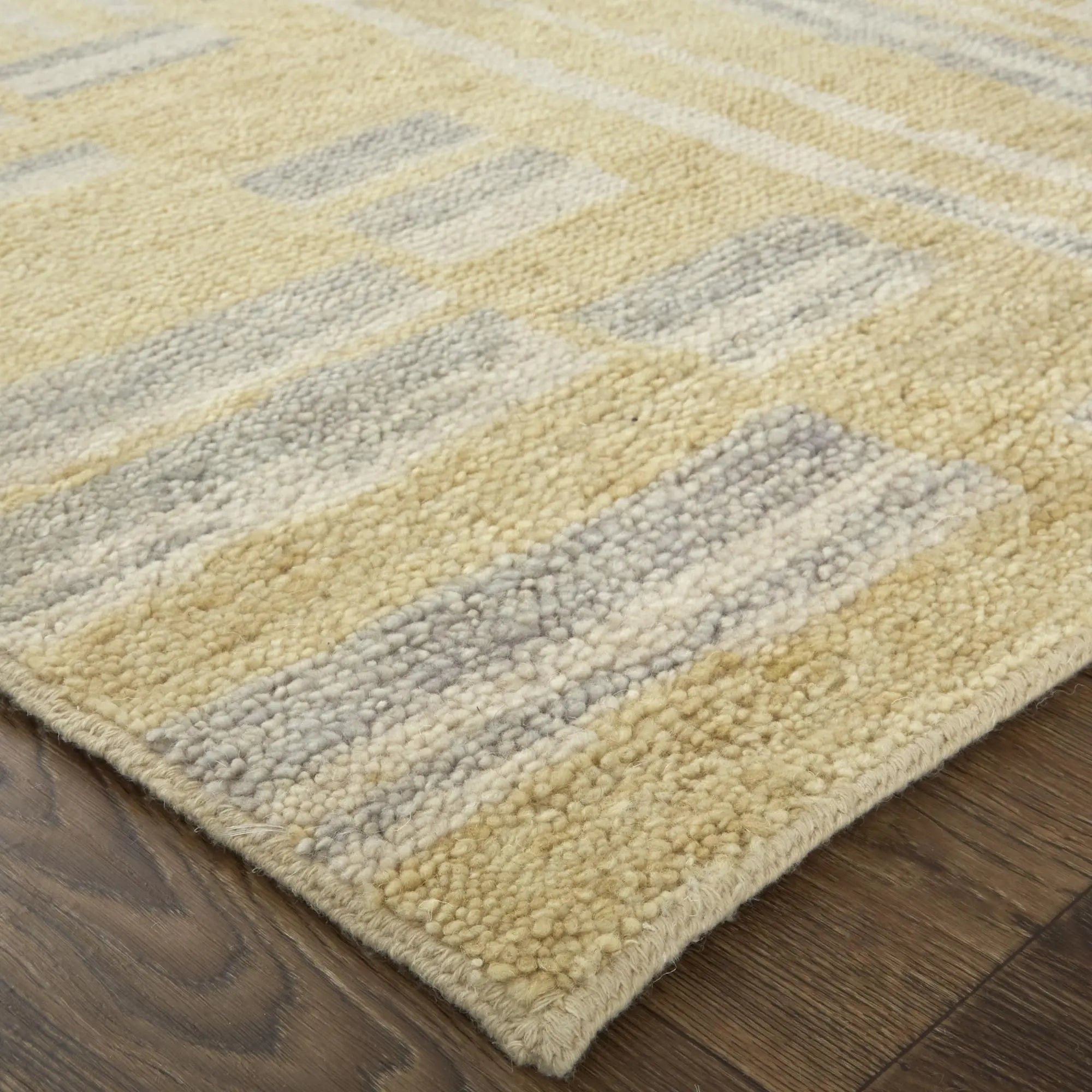 8' Gold And Gray Wool Abstract Hand Knotted Area Rug Homeroots Home Decor