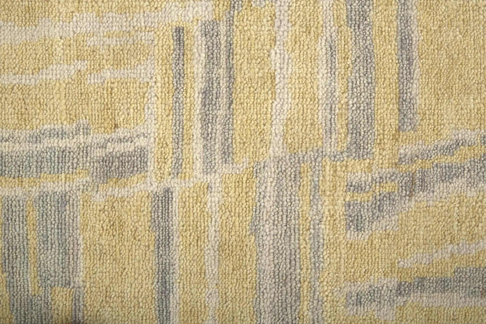8' Gold And Gray Wool Abstract Hand Knotted Area Rug Homeroots Home Decor