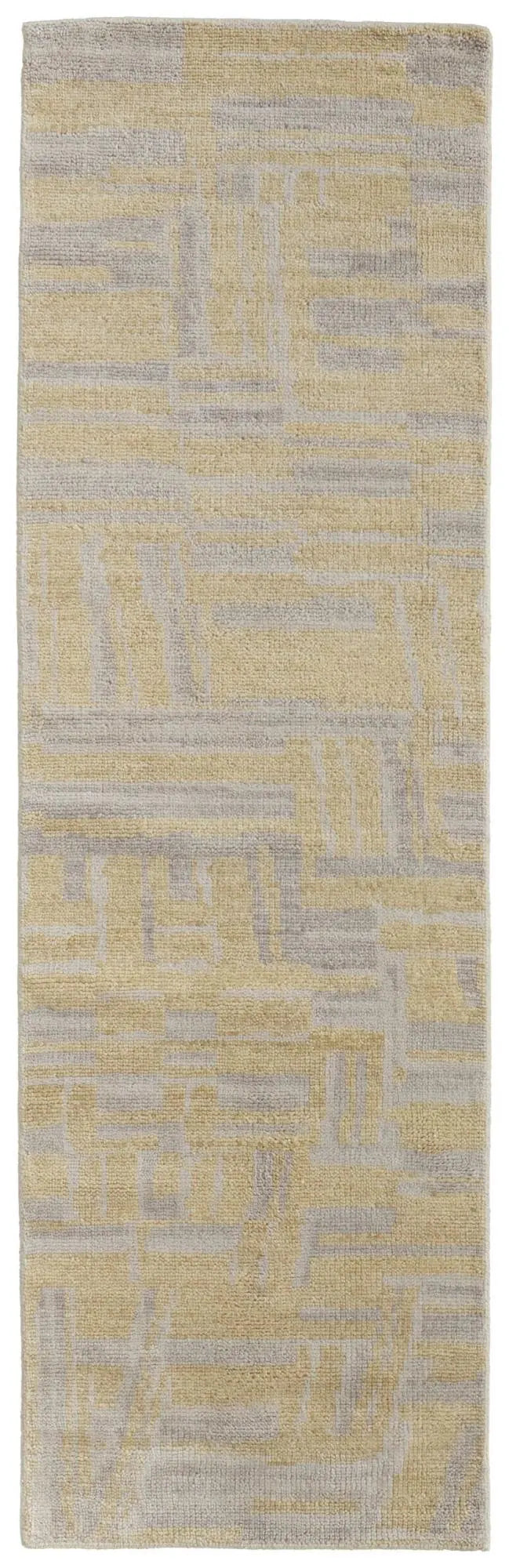 8' Gold And Gray Wool Abstract Hand Knotted Area Rug Homeroots Home Decor