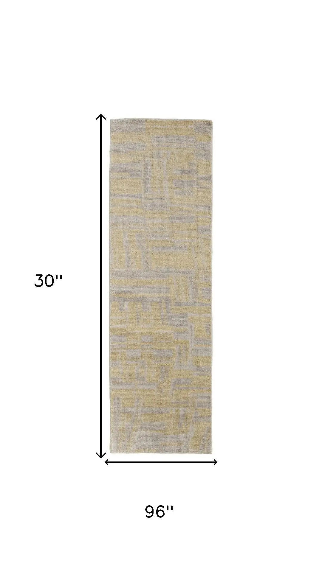 8' Gold And Gray Wool Abstract Hand Knotted Area Rug Homeroots Home Decor