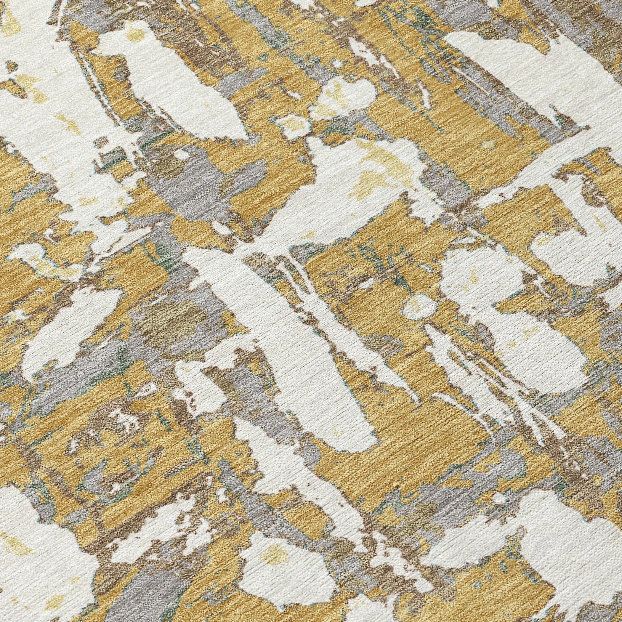 8' Gold And Ivory Round Abstract Washable Indoor Outdoor Area Rug Homeroots Outdoor