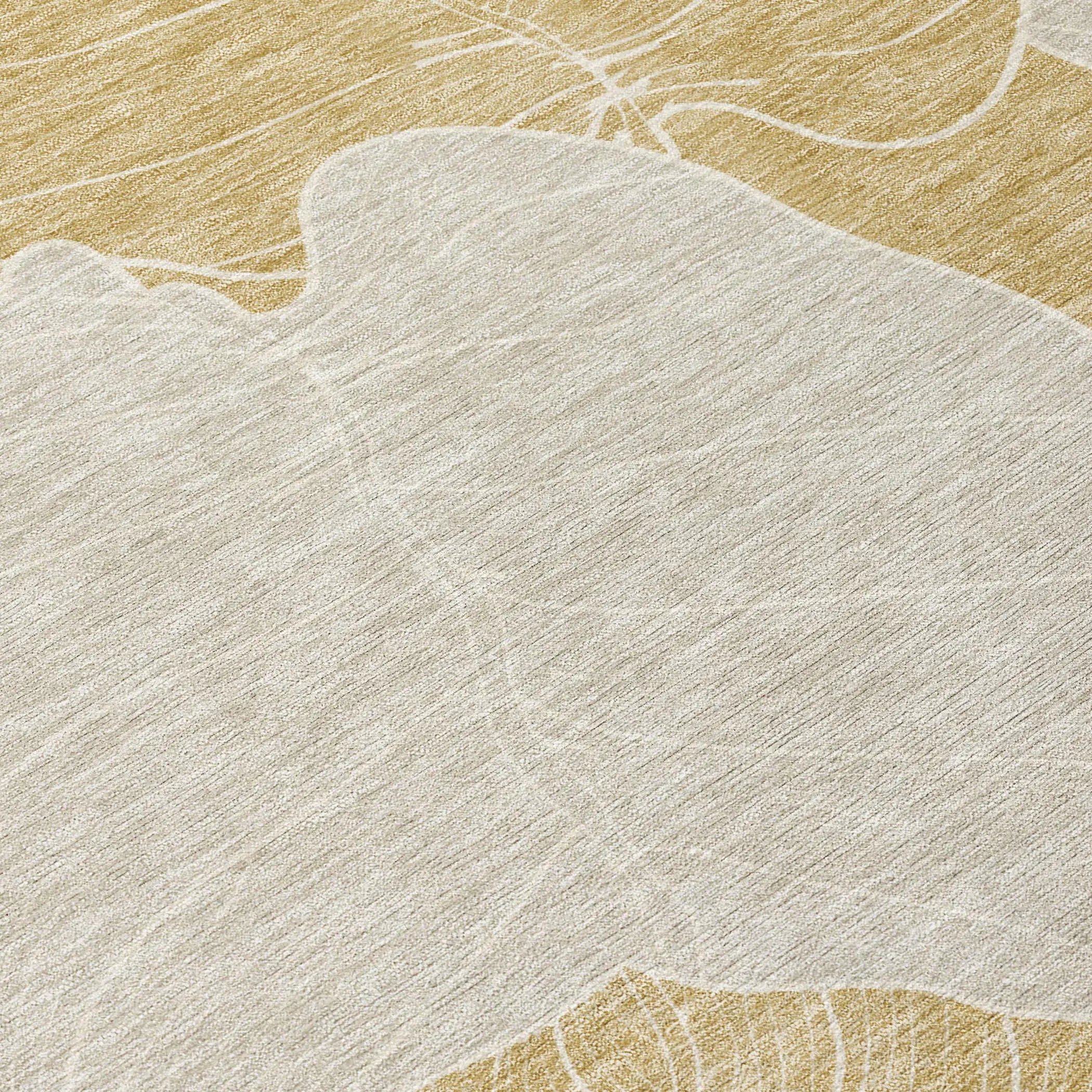 8' Gold And Ivory Round Floral Washable Indoor Outdoor Area Rug Homeroots Outdoor