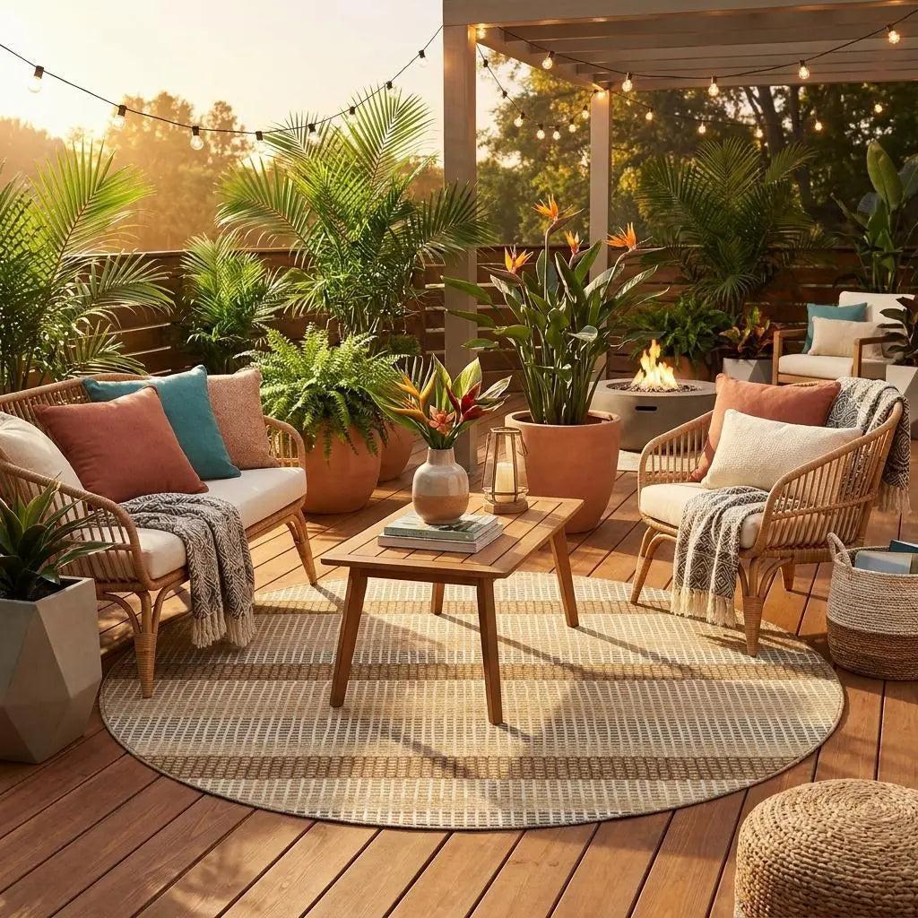 8' Gold And Ivory Round Striped Washable Indoor Outdoor Area Rug Homeroots Outdoor