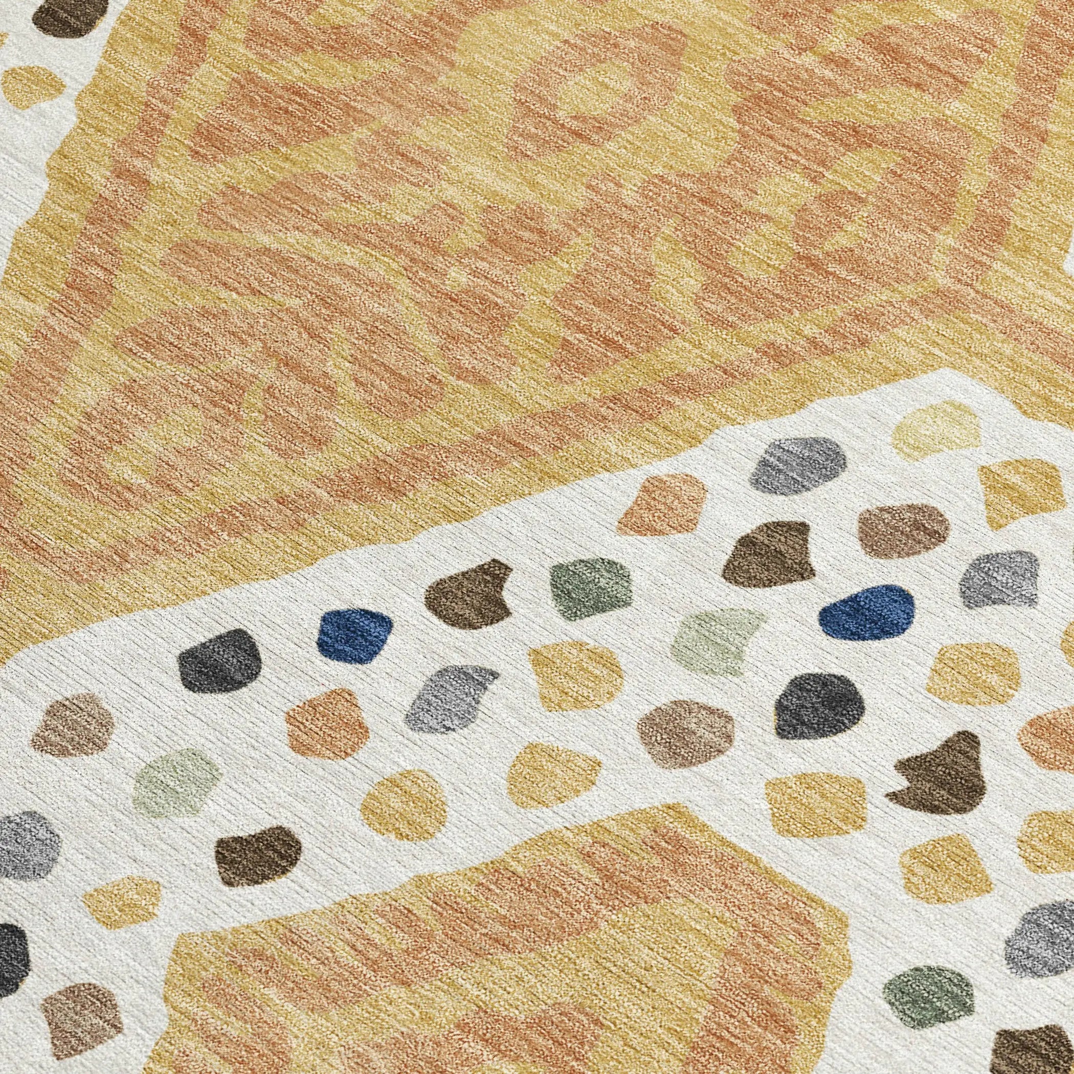 8' Gold And Ivory Round Tribal Washable Indoor Outdoor Area Rug Homeroots Outdoor
