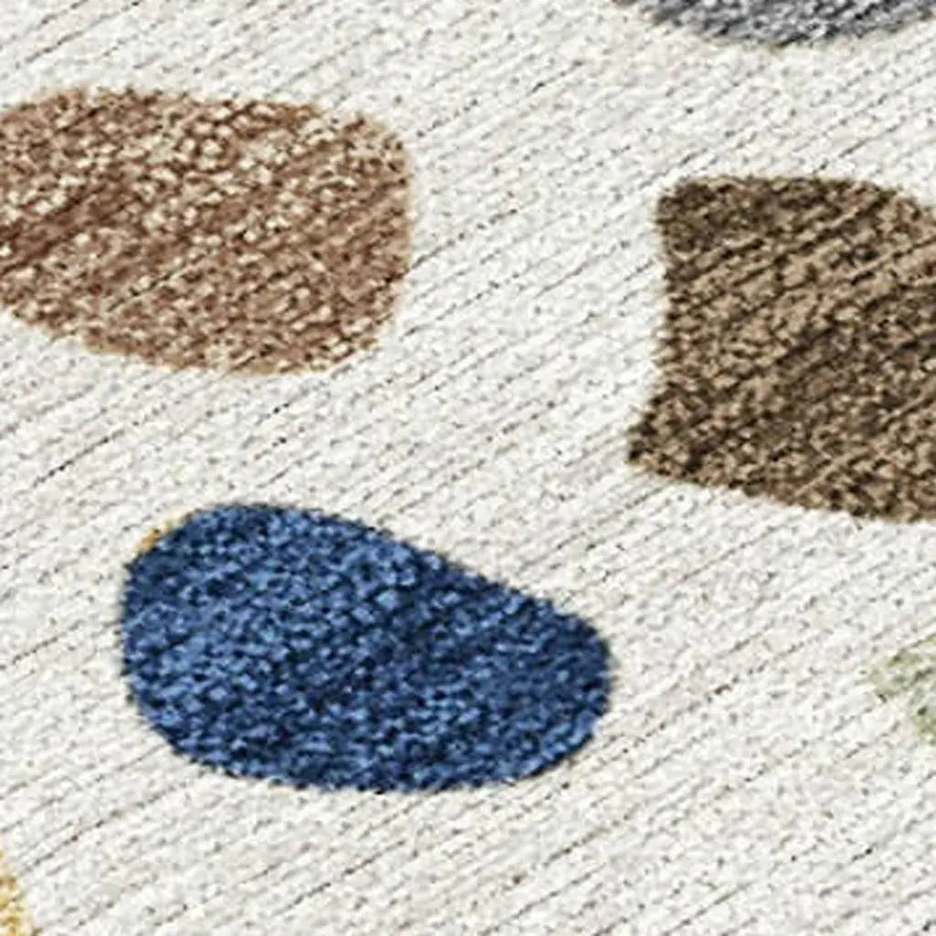 8' Gold And Ivory Round Tribal Washable Indoor Outdoor Area Rug Homeroots Outdoor