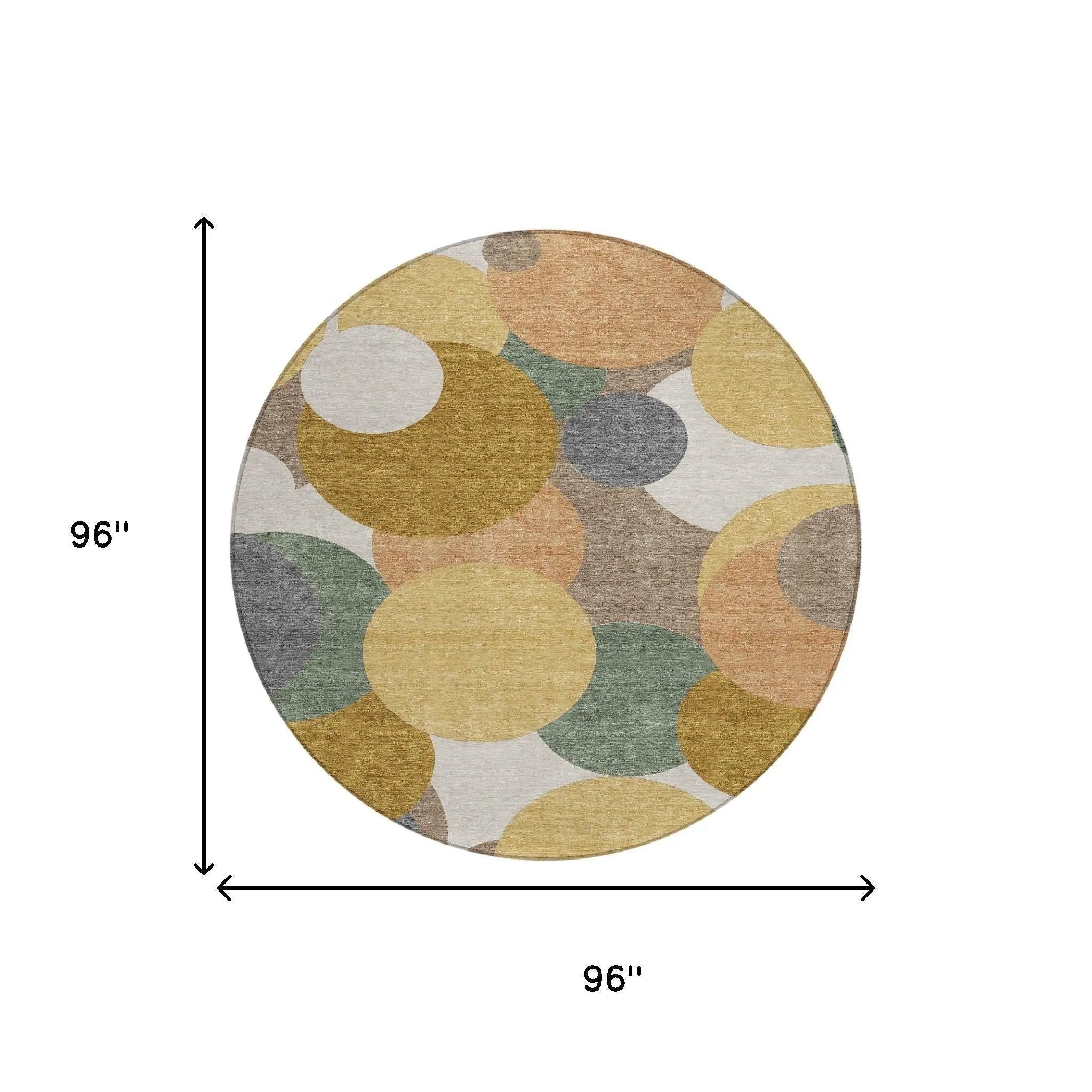8' Gold And Walnut Round Geometric Washable Indoor Outdoor Area Rug Homeroots Outdoor