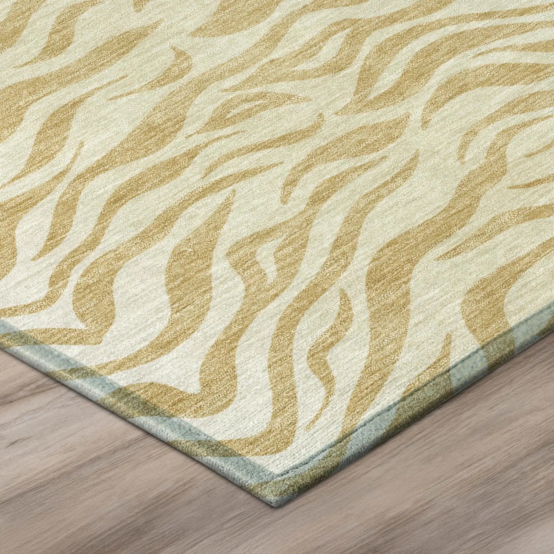 8' Gold And Wheat Round Animal Print Washable Indoor Outdoor Area Rug Homeroots Outdoor