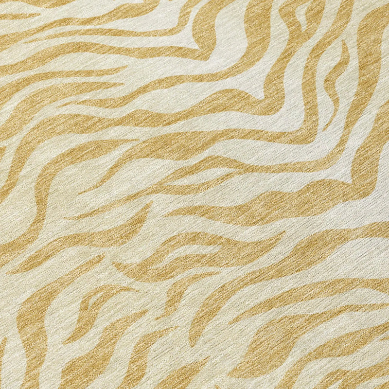 8' Gold And Wheat Round Animal Print Washable Indoor Outdoor Area Rug Homeroots Outdoor