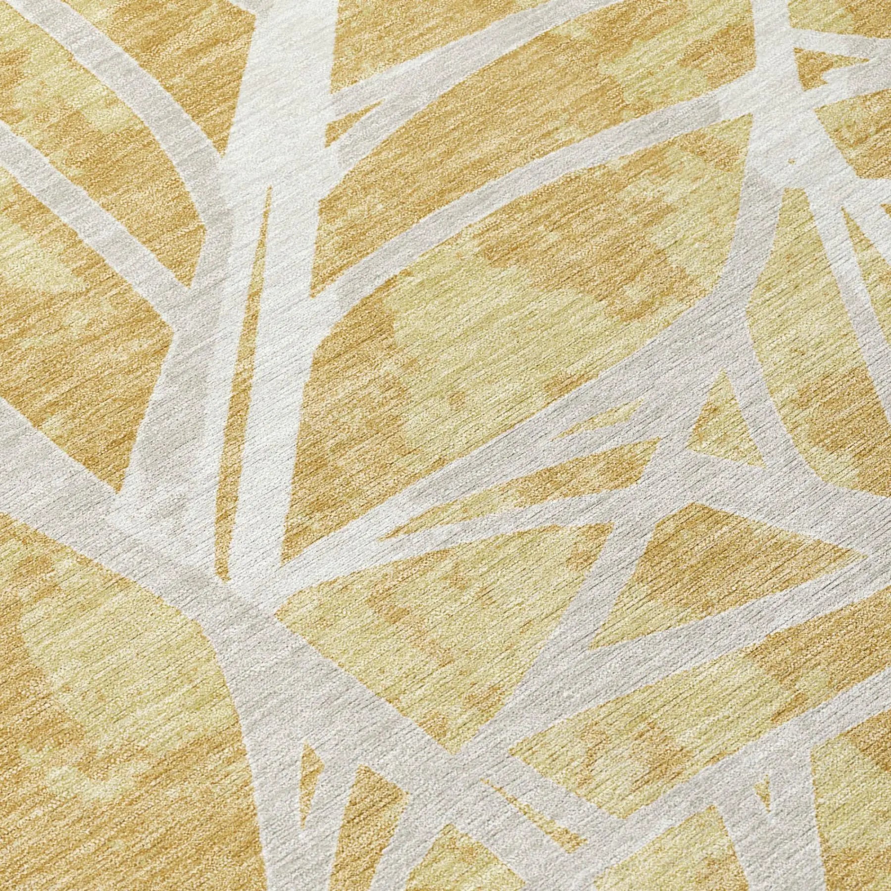 8' Gold And Wheat Round Floral Washable Indoor Outdoor Area Rug Homeroots Outdoor