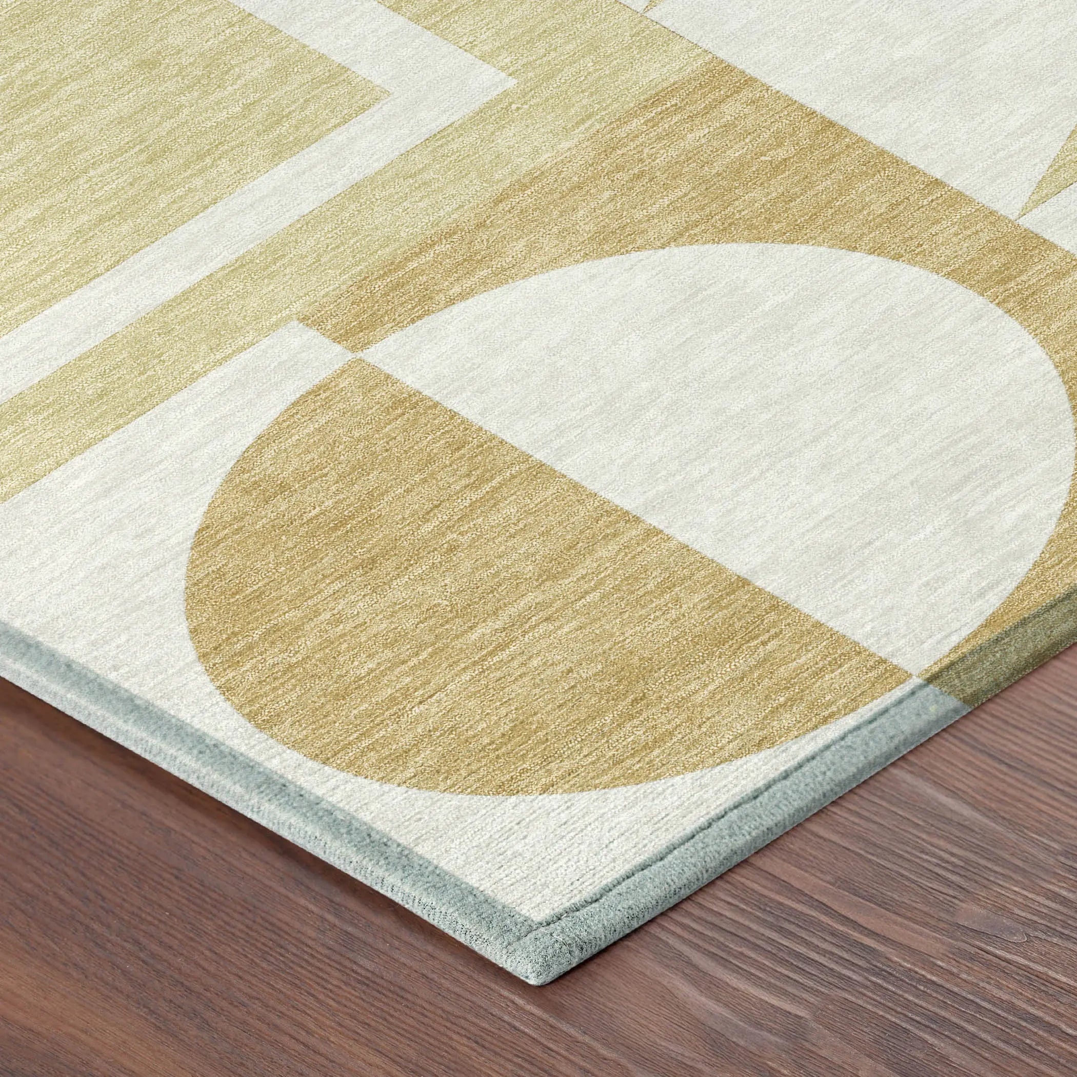 8' Gold And Wheat Round Geometric Washable Indoor Outdoor Area Rug Homeroots Outdoor