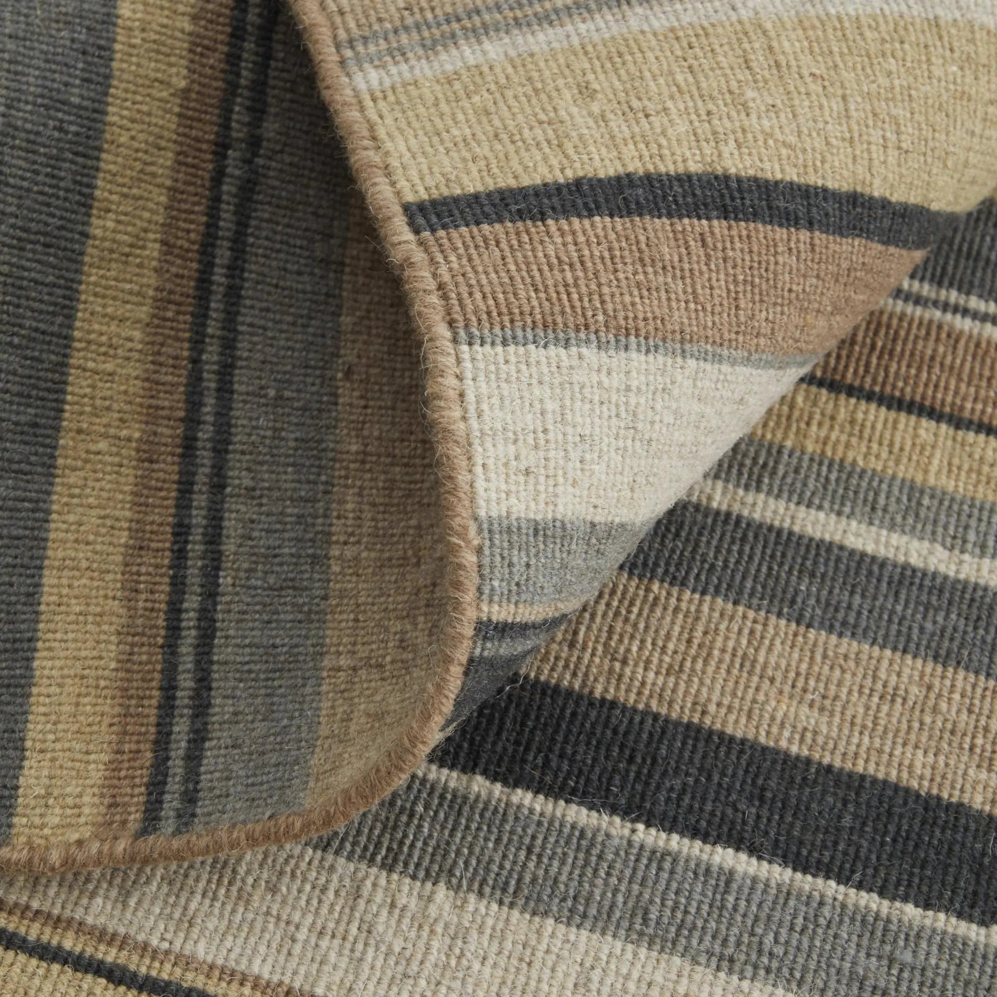 8' Gold Gray And Tan Wool Striped Hand Knotted Area Rug Homeroots Home Decor