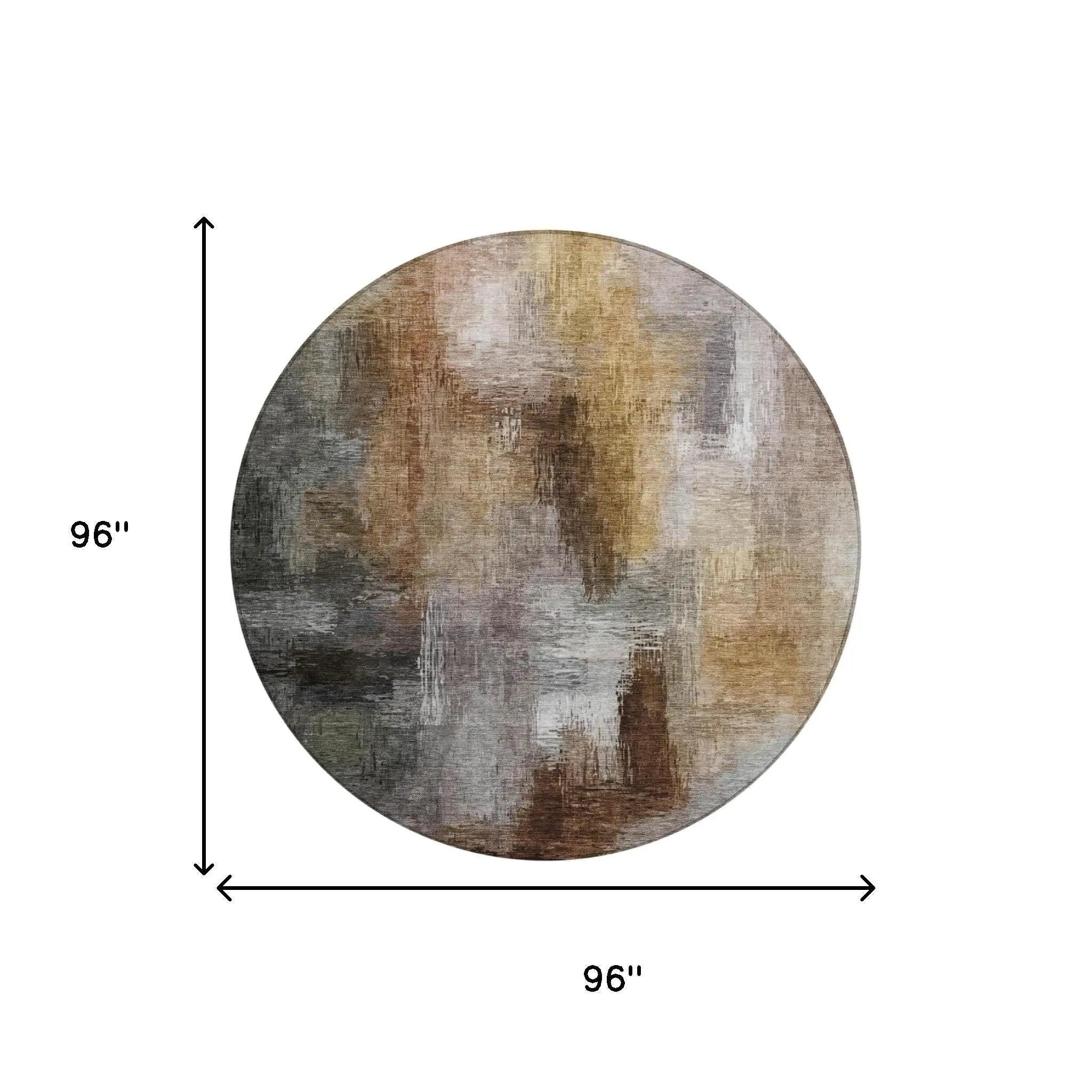 8' Granite Gray And Gray Round Abstract Washable Indoor Outdoor Area Rug Homeroots Outdoor