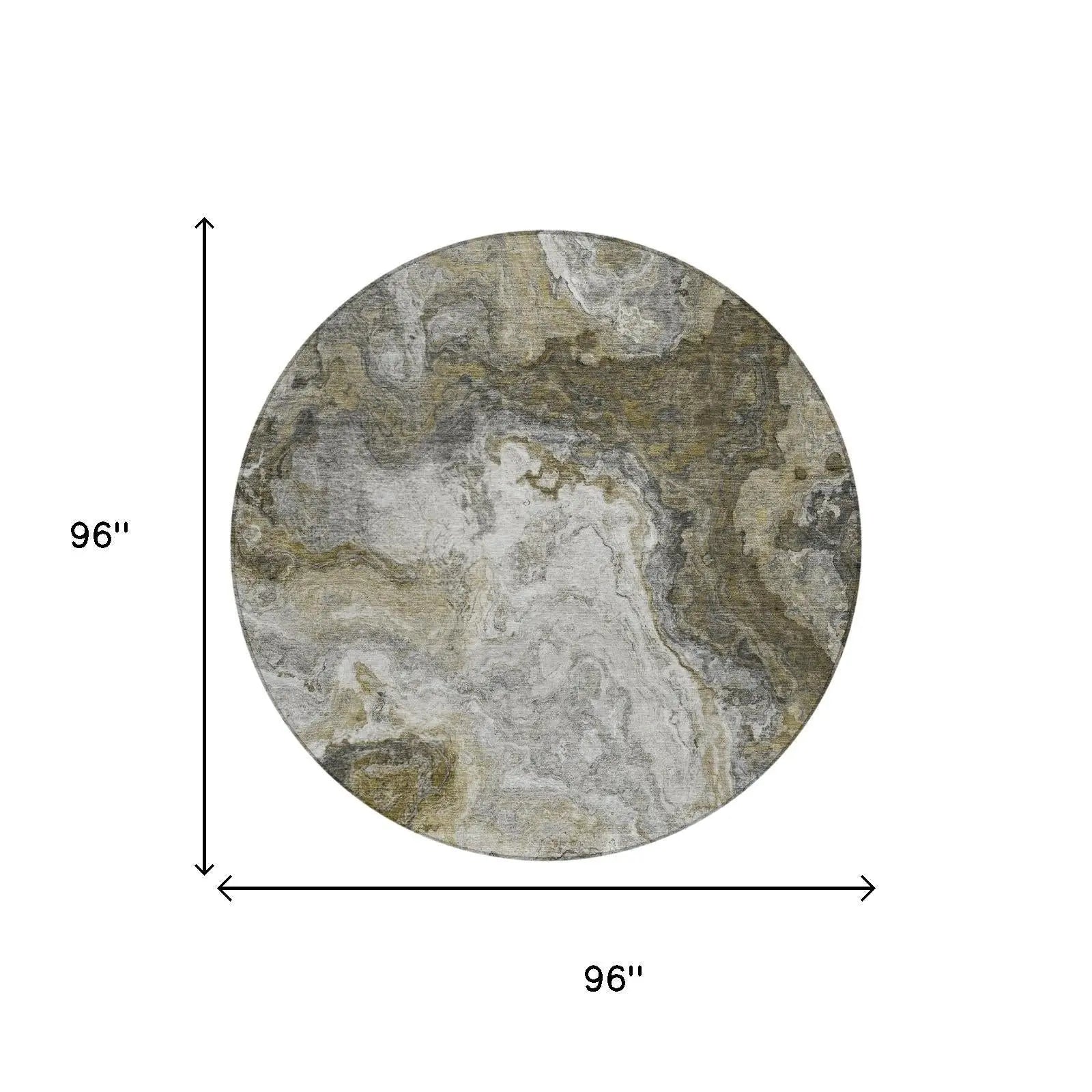 8' Granite Gray And Gray Round Abstract Washable Indoor Outdoor Area Rug Homeroots Outdoor