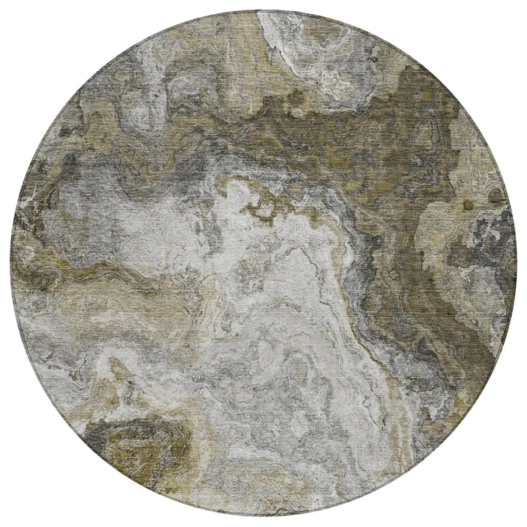 8' Granite Gray And Gray Round Abstract Washable Indoor Outdoor Area Rug Homeroots Outdoor