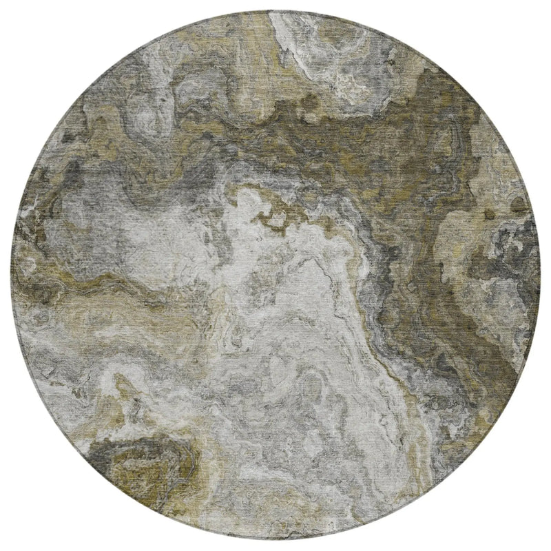8' Granite Gray And Gray Round Abstract Washable Indoor Outdoor Area Rug Homeroots Outdoor