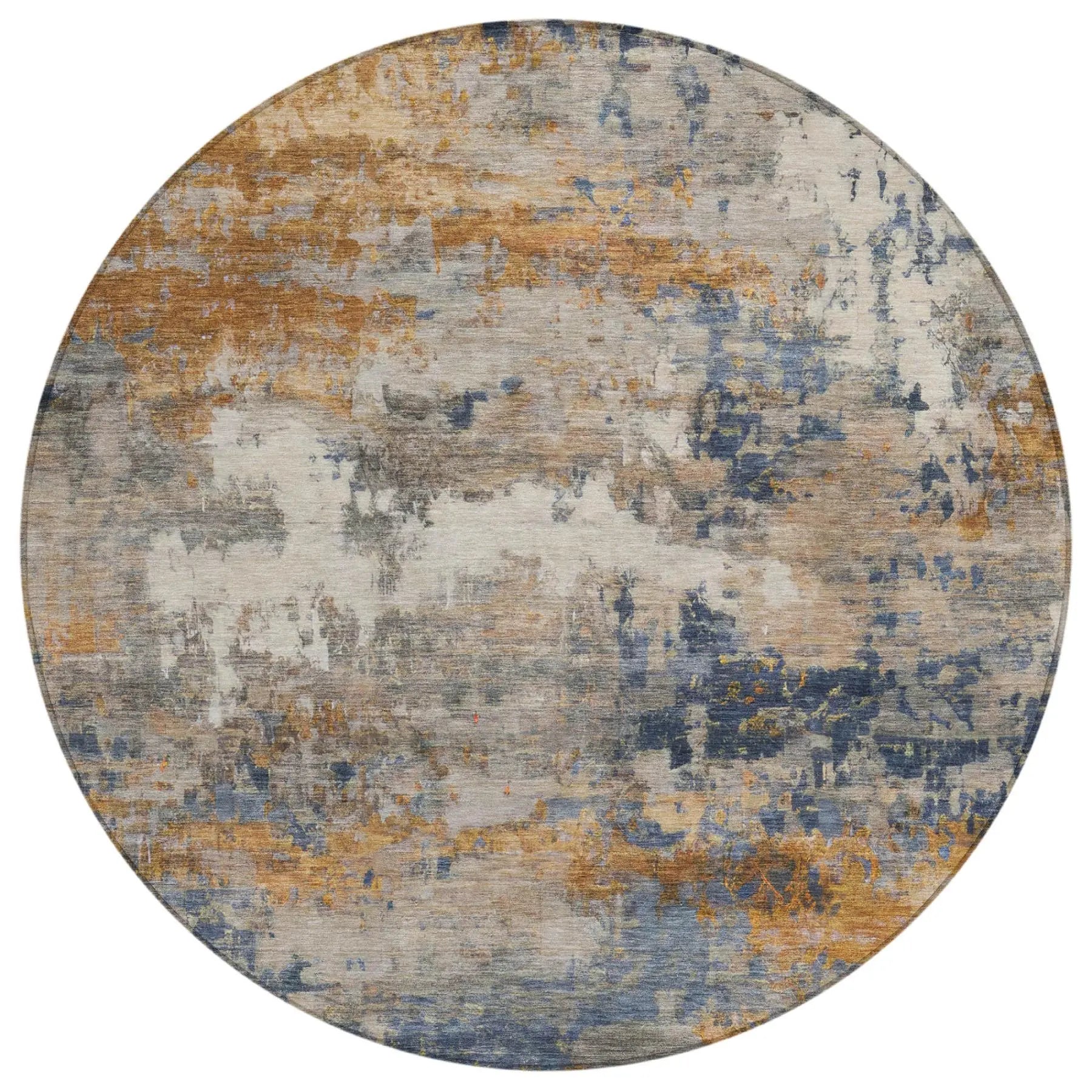 8' Granite Gray And Gray Round Abstract Washable Indoor Outdoor Area Rug Homeroots Outdoor