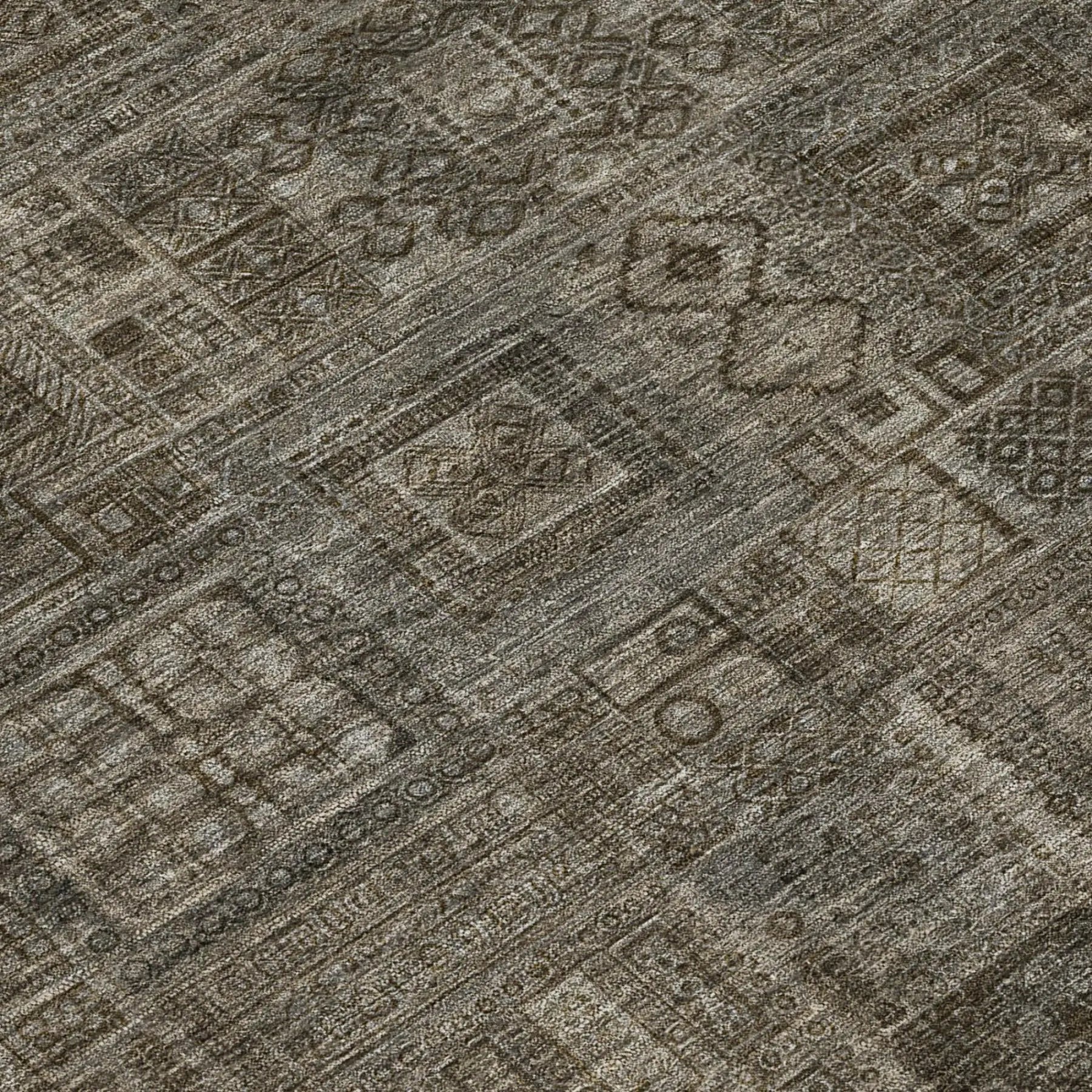 8' Granite Gray And Gray Round Oriental Washable Indoor Outdoor Area Rug Homeroots Outdoor