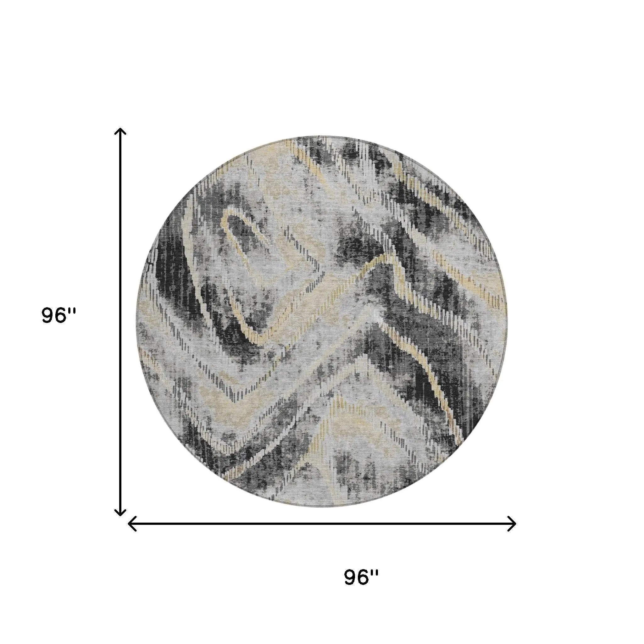 8' Graphite And Gray Round Abstract Washable Indoor Outdoor Area Rug Homeroots Outdoor