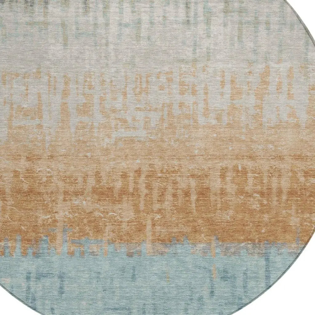 8' Graphite And Gray Round Striped Washable Indoor Outdoor Area Rug Homeroots Outdoor