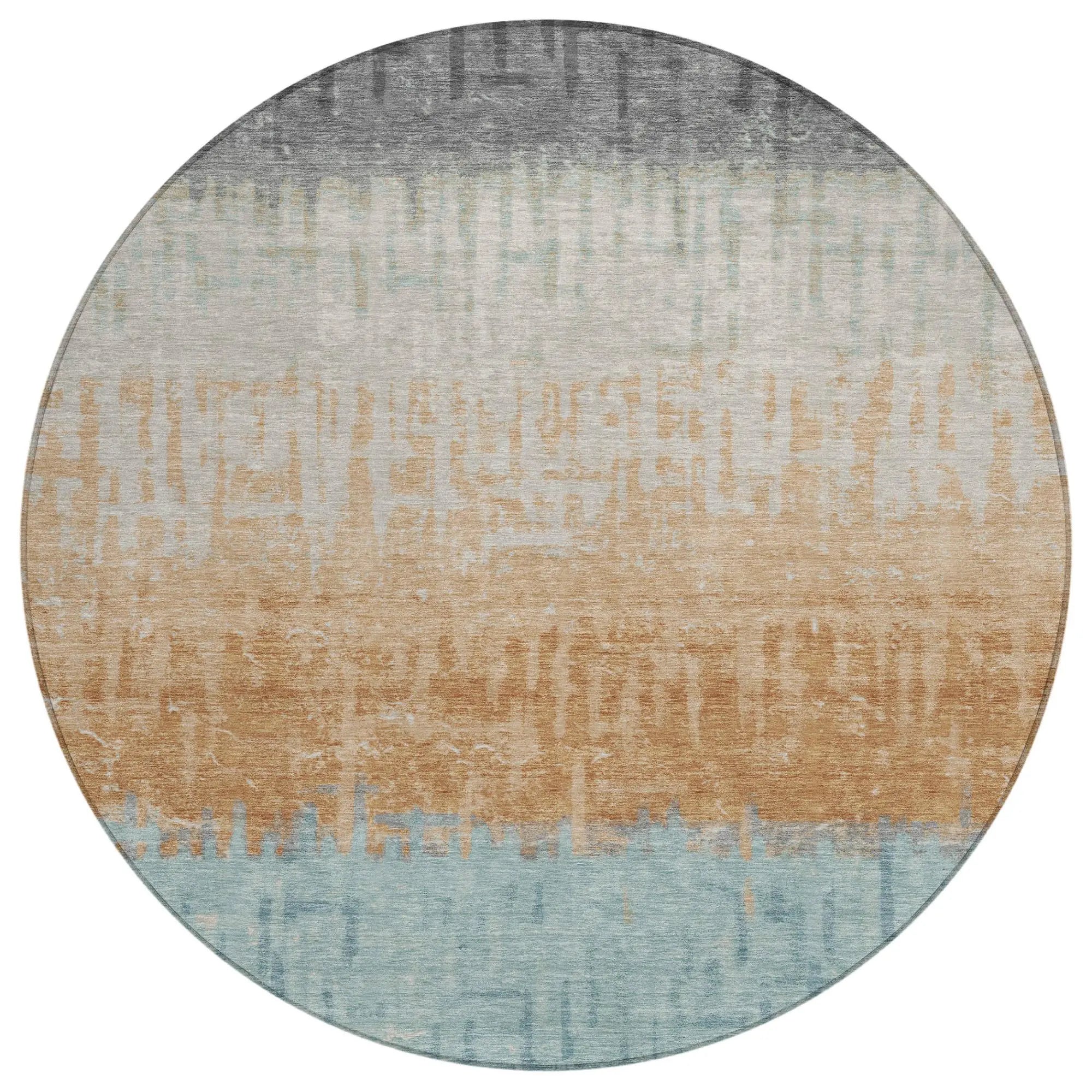 8' Graphite And Gray Round Striped Washable Indoor Outdoor Area Rug Homeroots Outdoor