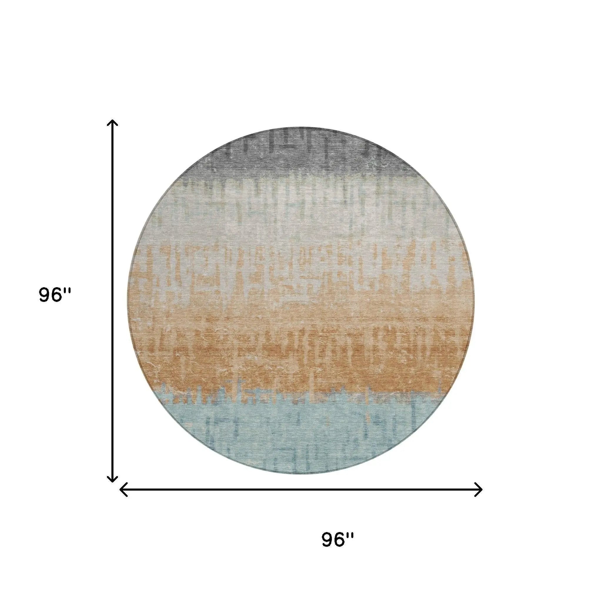 8' Graphite And Gray Round Striped Washable Indoor Outdoor Area Rug Homeroots Outdoor