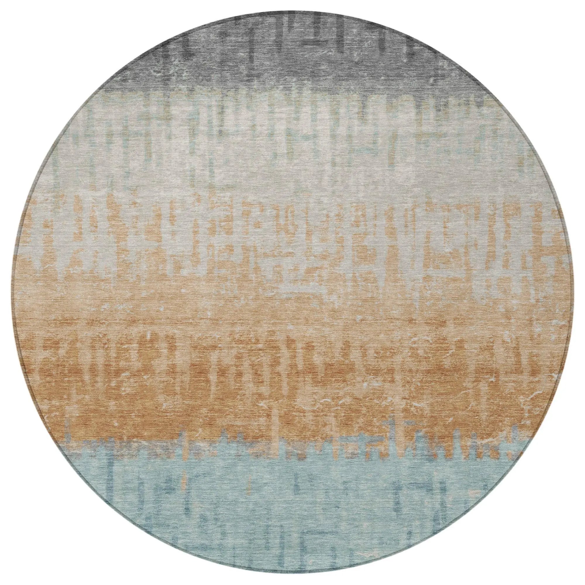 8' Graphite And Gray Round Striped Washable Indoor Outdoor Area Rug Homeroots Outdoor