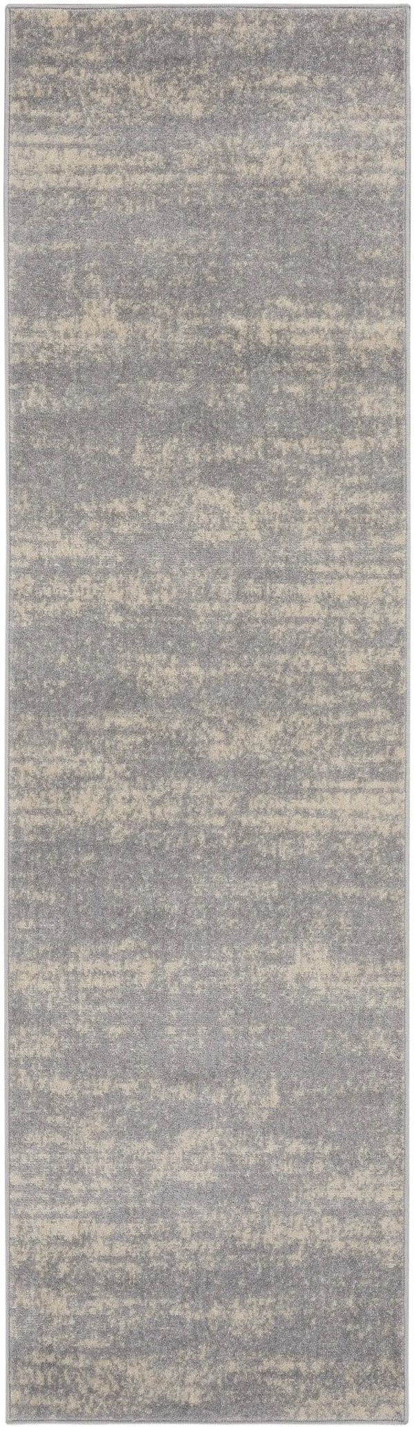 8' Gray And Beige Abstract Indoor Outdoor Runner Rug Homeroots Outdoor
